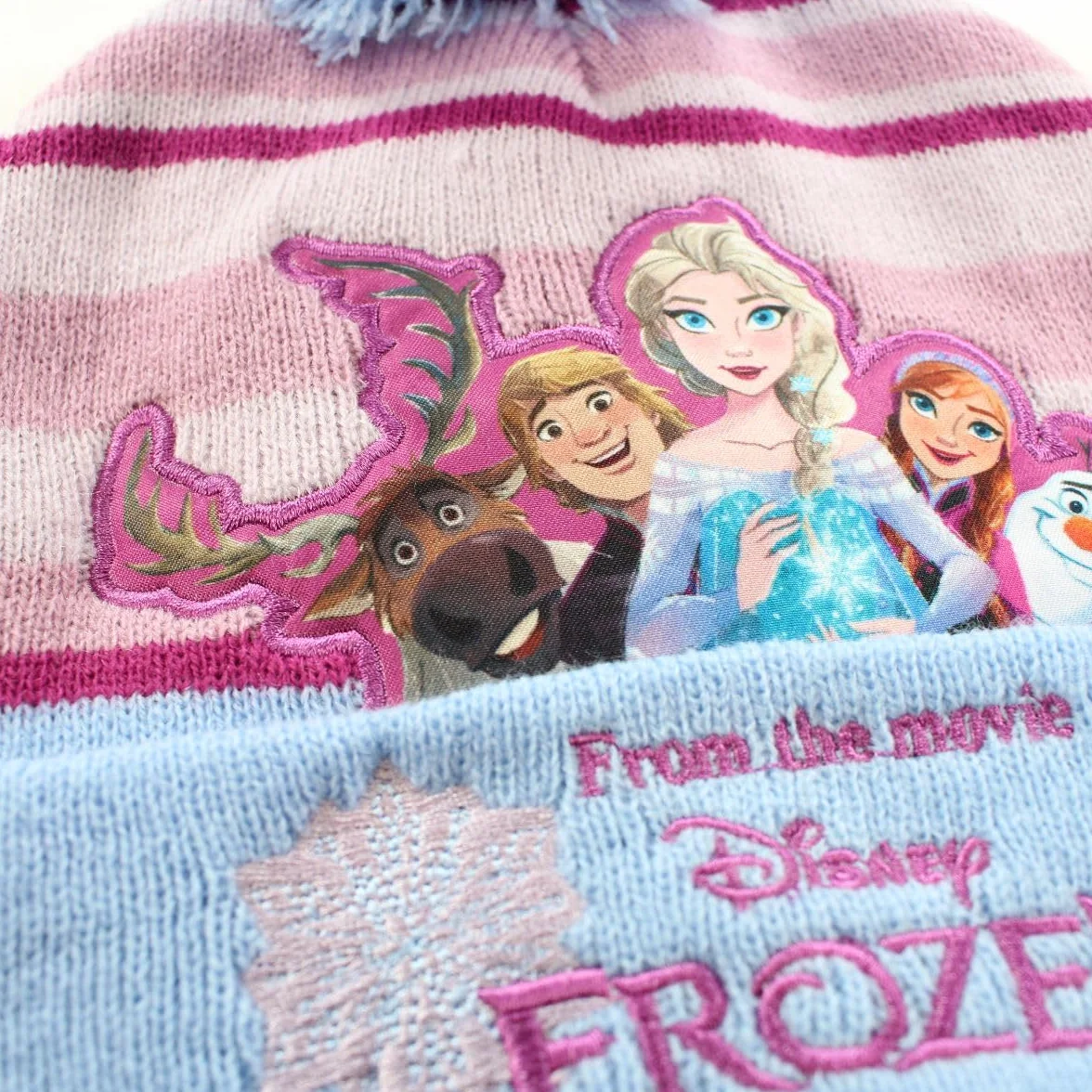 Disney Czapka z pomponem Królowa Śniegu Dziewczyna Zestaw akcesoriów zimowych, Niebieski, Taille unique