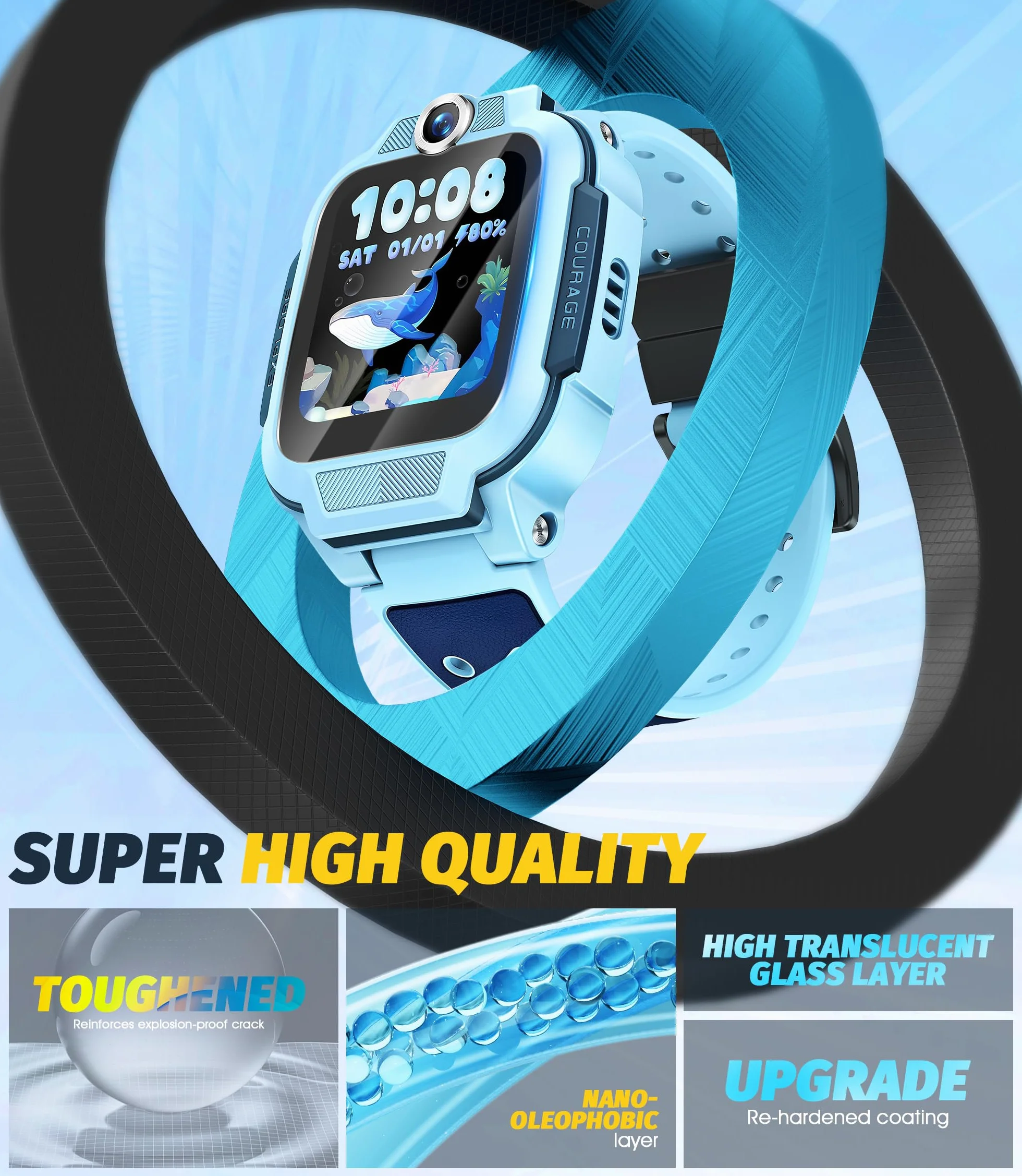 NEWZEROL Szkło ochronne na wyświetlacz, kompatybilne z Imoo Watch Phone Z3, pełne pokrycie, bez pęcherzyków powietrza, odporne na zarysowania, ze szkła, folia ochronna na wyświetlacz HD do zegarka