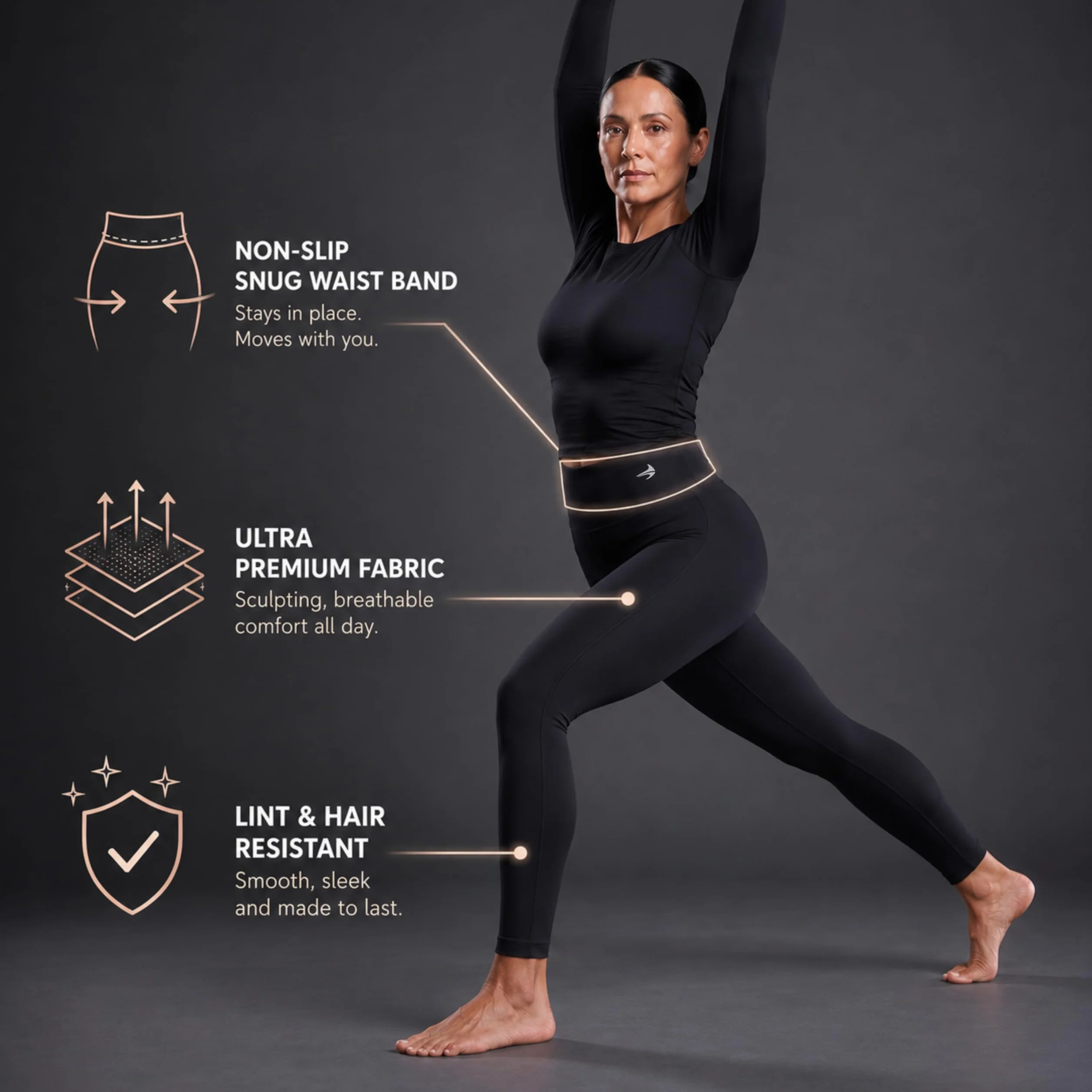 CompressionZ Legginsy kompresyjne dla kobiet, wysoki stan, kontrola brzucha – idealne do ćwiczeń, pilatesu, podróży, jogi i treningów