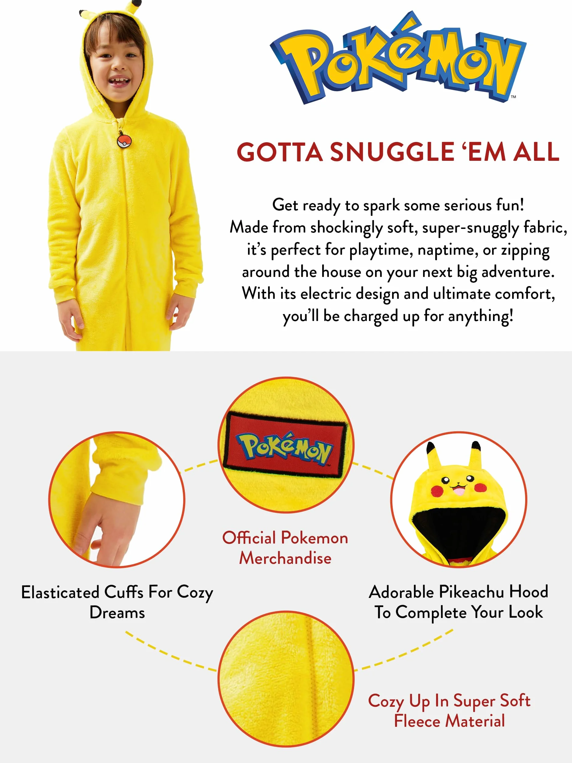 Pokemon Onesie kostium Pikachu dla chłopców | kombinezon do spania dla dzieci