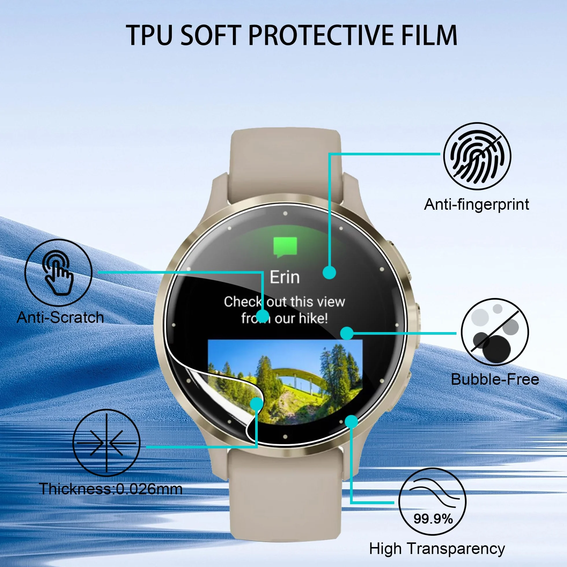 zZjoOoj 5 sztuk do Garmin Venu 3S/Garmin Venu 4 41 mm folia ochronna, zakrzywione krawędzie, ochrona ekranu HD z miękkim ochraniaczem ekranu TPU