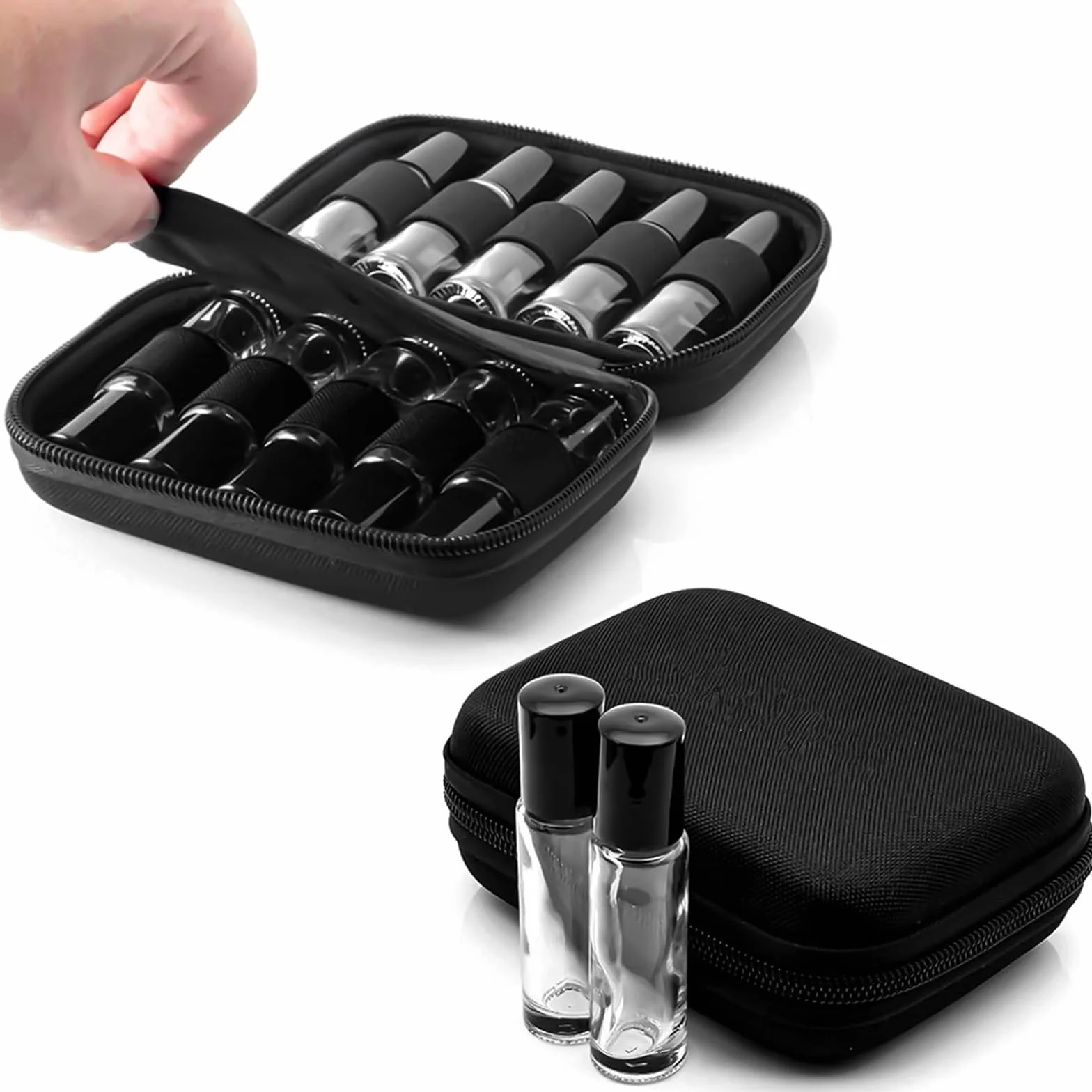 Torba na olejki eteryczne Torba na olej eteryczny Czarny Torba na olej 10 ml, torba na olej eteryczny, idealna do podróży lub codziennego użytku (olejek eteryczny nie jest w zestawie)