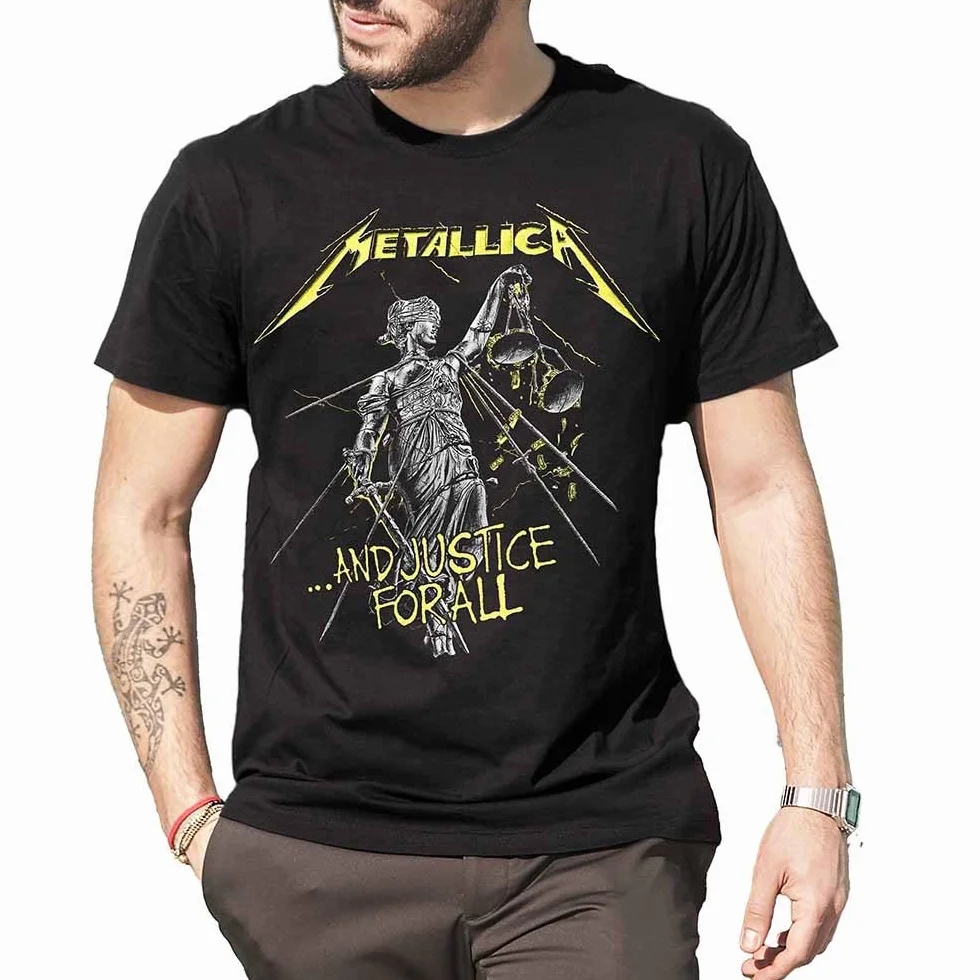 Metallica T-shirt And Justice for all. Oficjalna koszulka rockowa z zespołu Heavy Metal, koszulka unisex dla dorosłych chłopców.