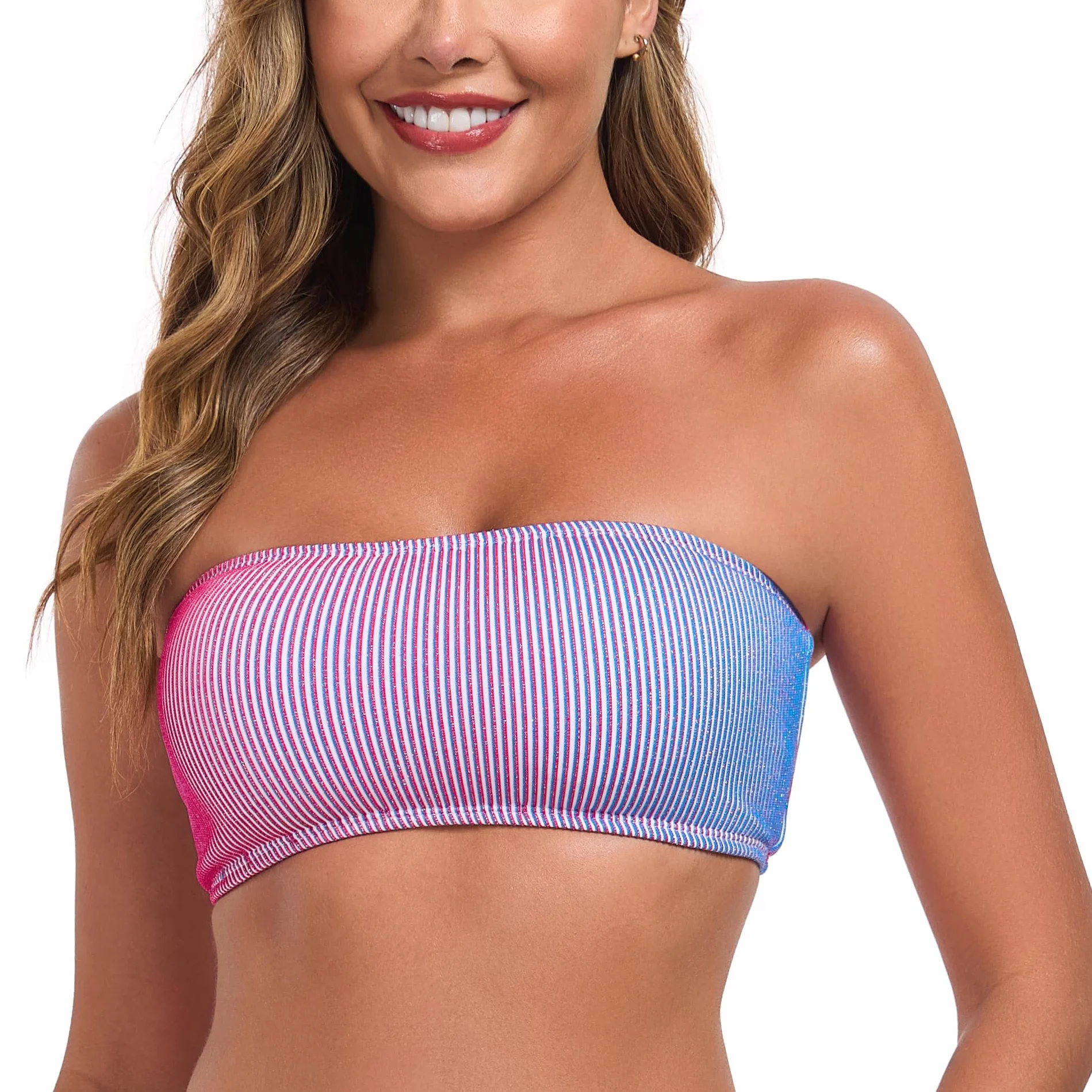 RELLECIGA Damska moda kąpielowa bikini bandeau top bez ramiączek lambada top