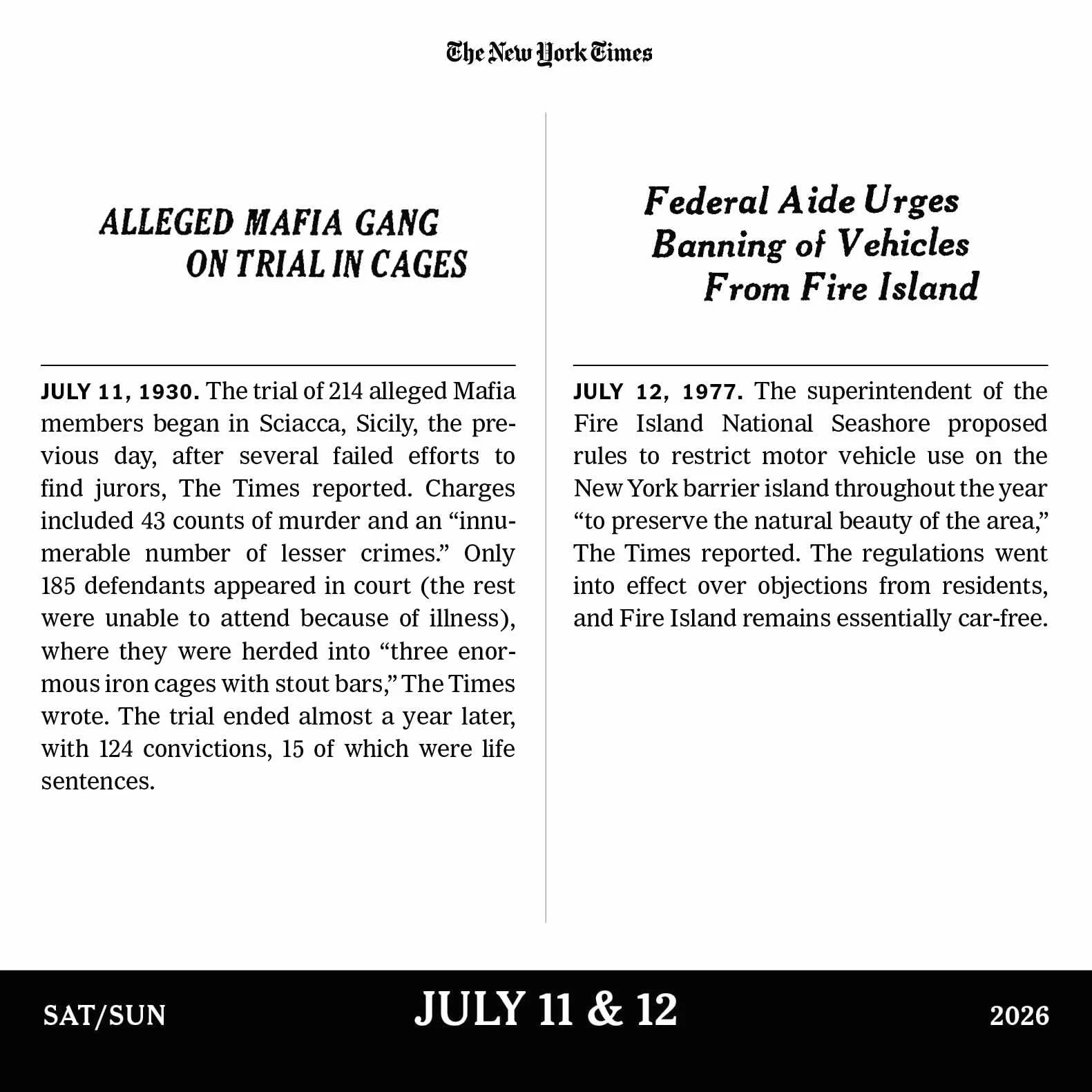 New York Times Headlines in History Page-A-Day® Calendar 2026: 365 Remarkable Stories from the Times Archives