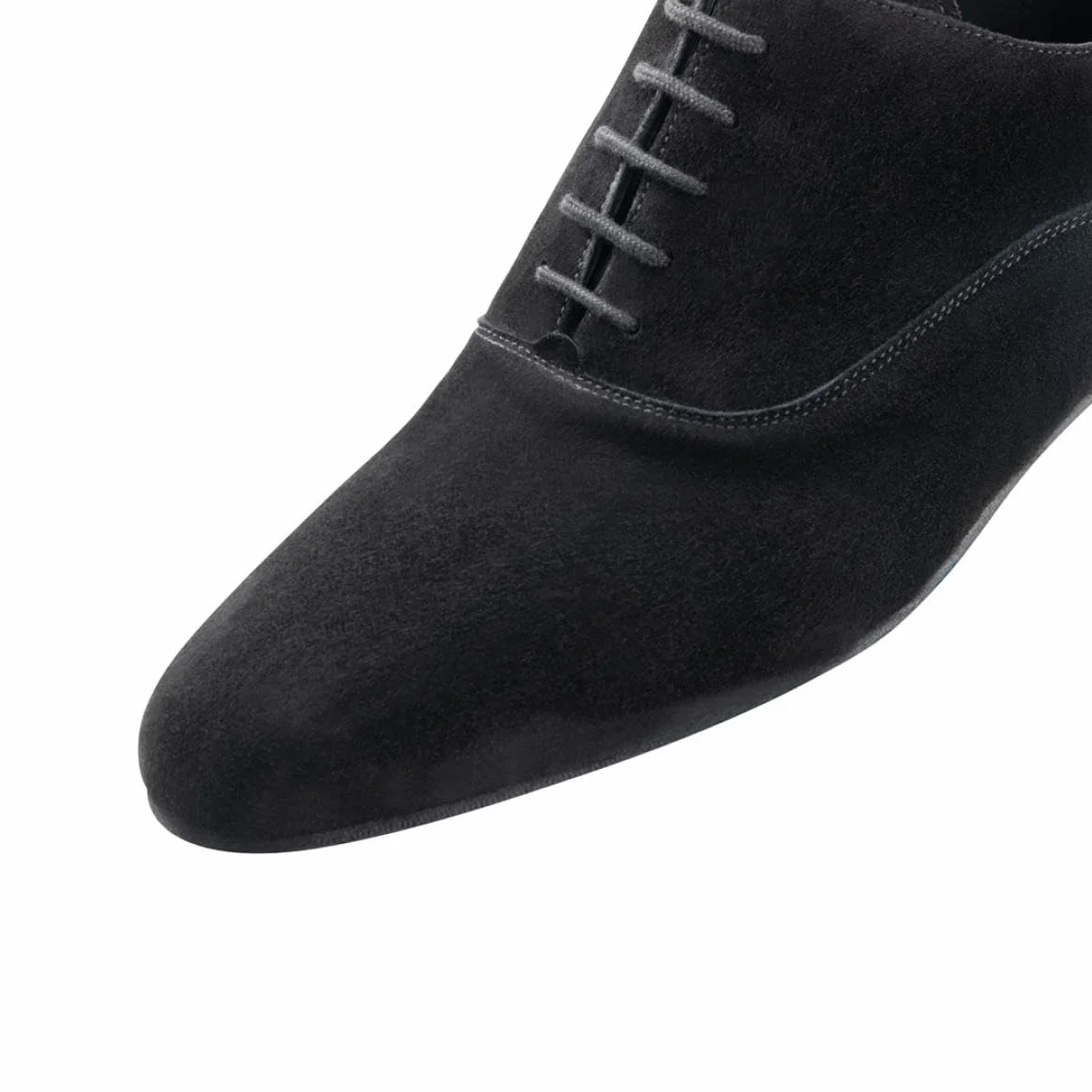 Werner Kern - męskie buty do tańca 28044 - skóra welurowa czarna - Super Flex Comfort, czarny - czarny - 44 EU