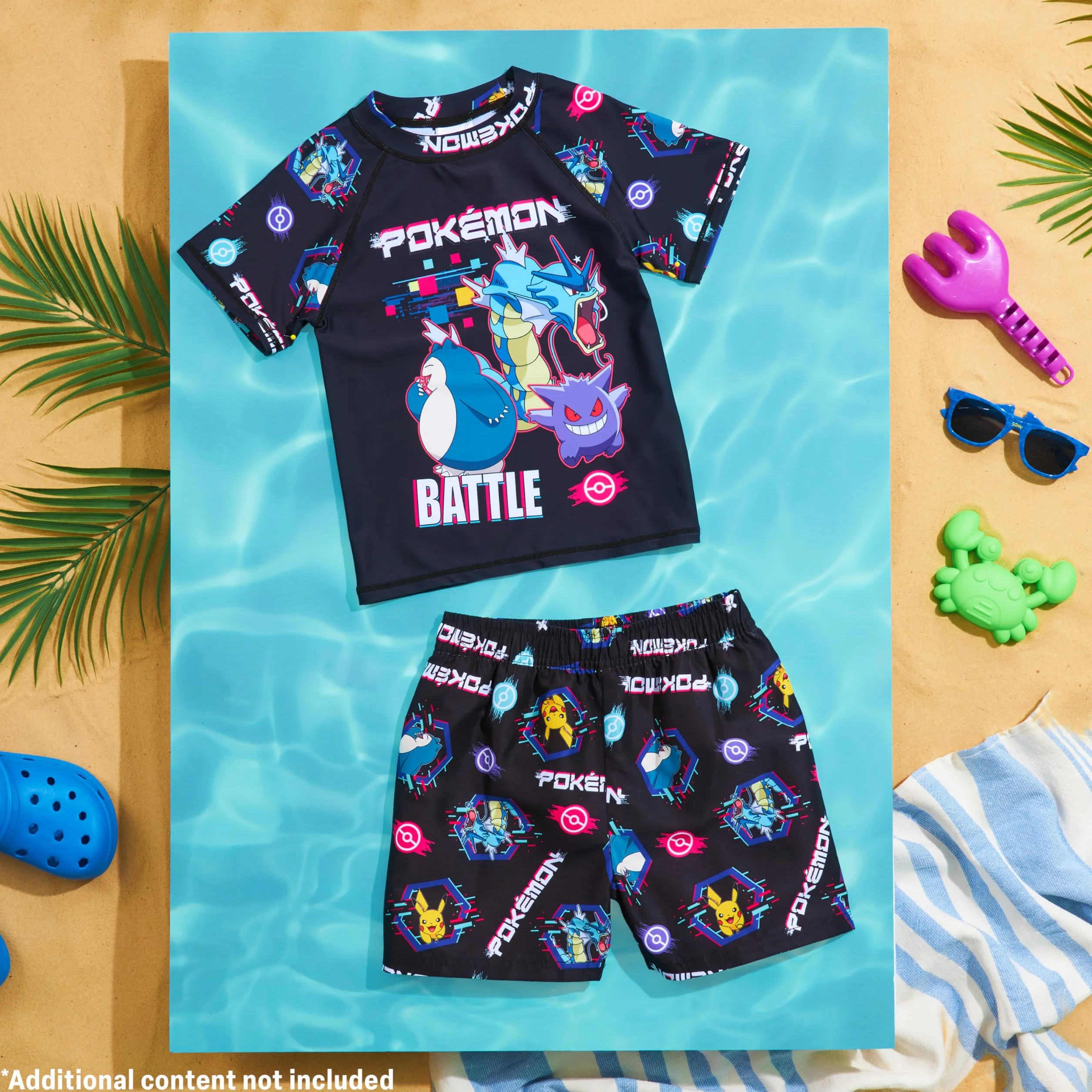 Pokemon strój kąpielowy dla chłopców, nastolatków, 2-częściowy kostium kąpielowy anime, szorty kąpielowe i kamizelka na basen, plażę, podróż, niezbędne święta