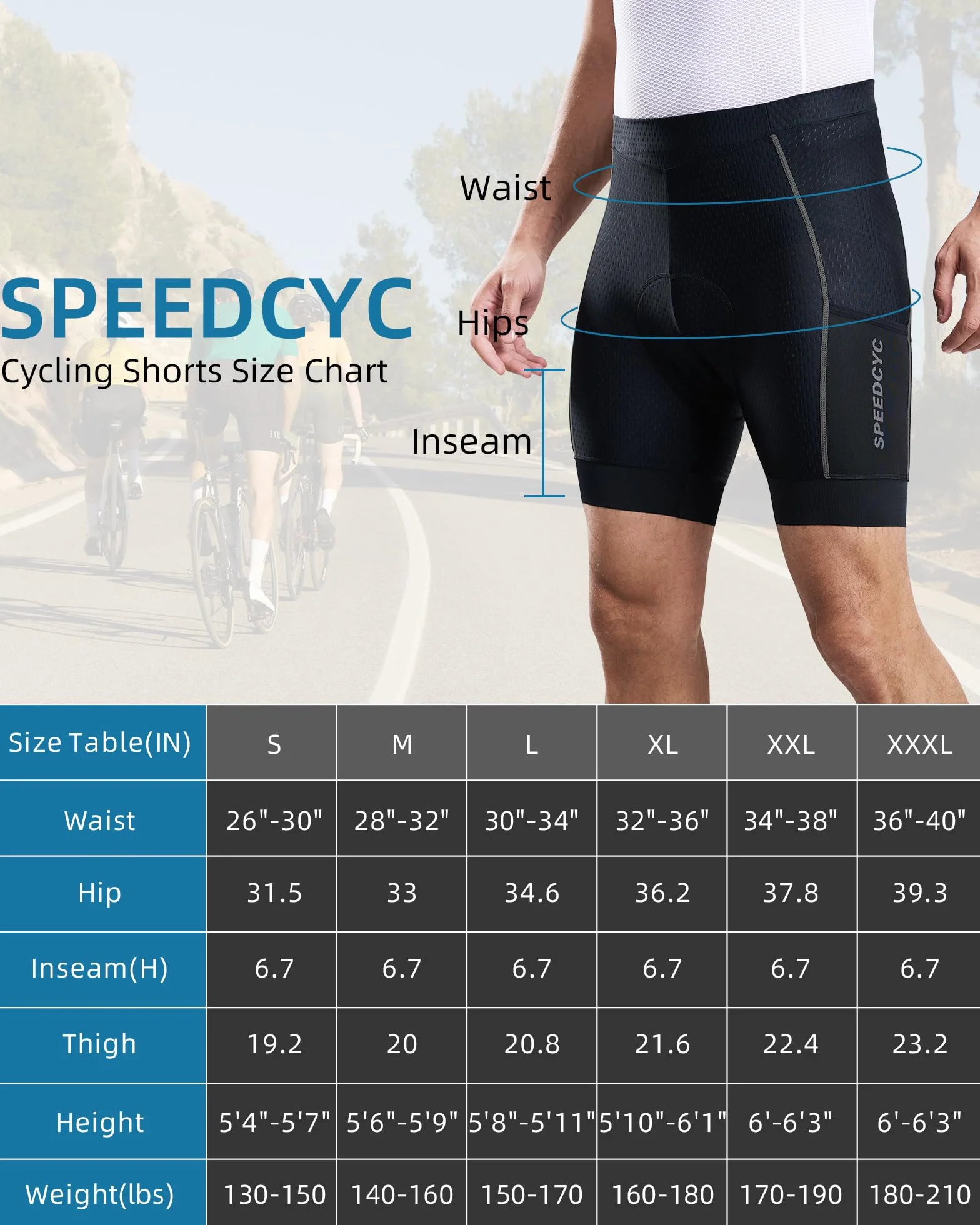 Męskie spodenki rowerowe, bielizna 4D, wyściełane, 2 kieszenie, oddychająca bielizna rowerowa, szorty z antypoślizgowym uchwytem na nogi