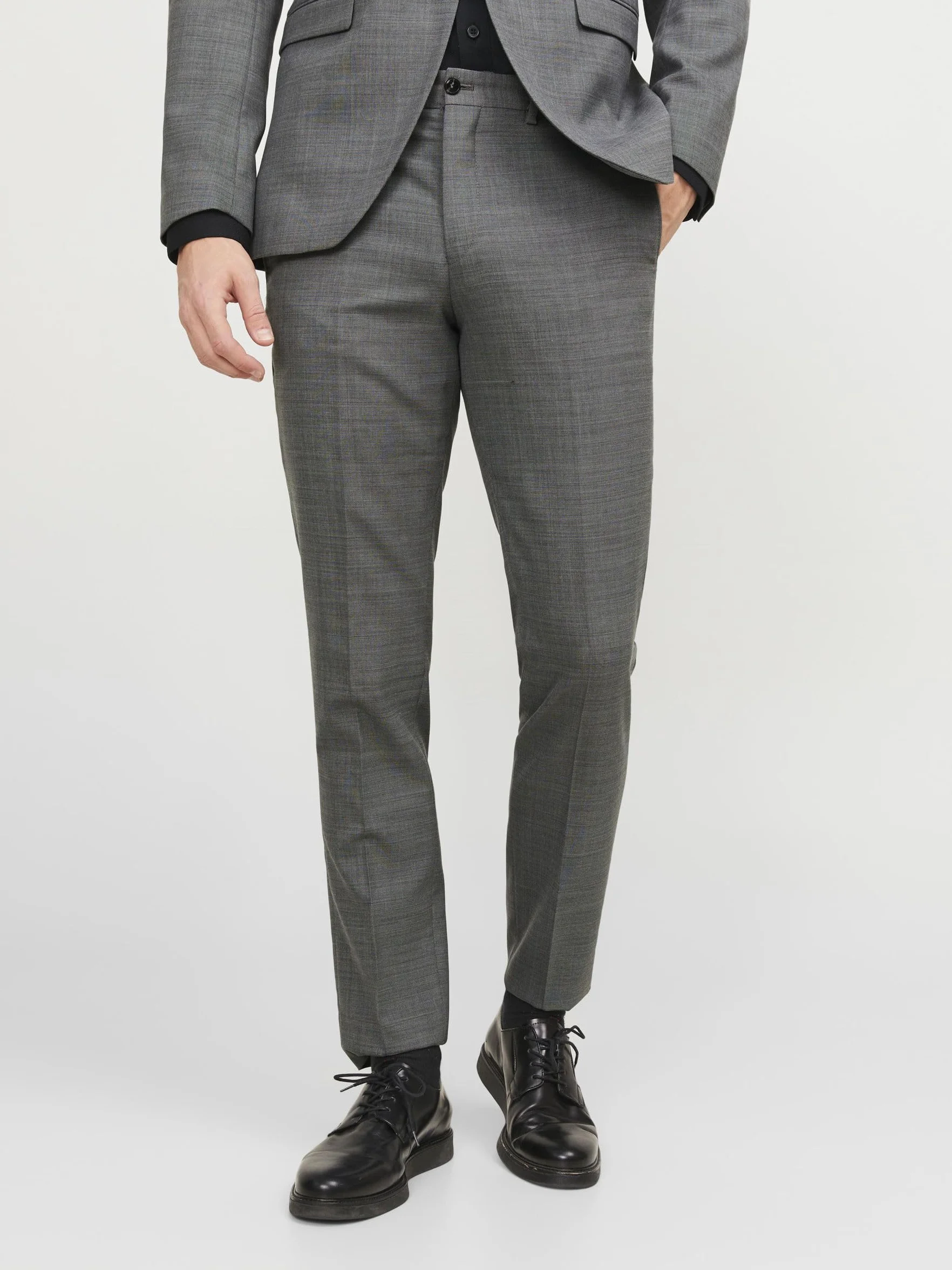 JACK & JONES PREMIUM Męskie spodnie do garnituru Jprsolaris Trouser Noos, jasnoszary melanżowy, 56 PL