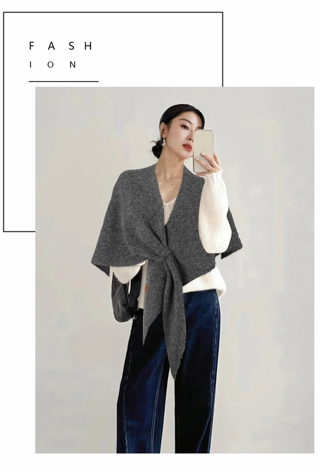 Murou Fashion Shawl, Pashmina Shawl Wraps for Women Cardigan Cape Wool Cashmere Sweater Triangle Scarf