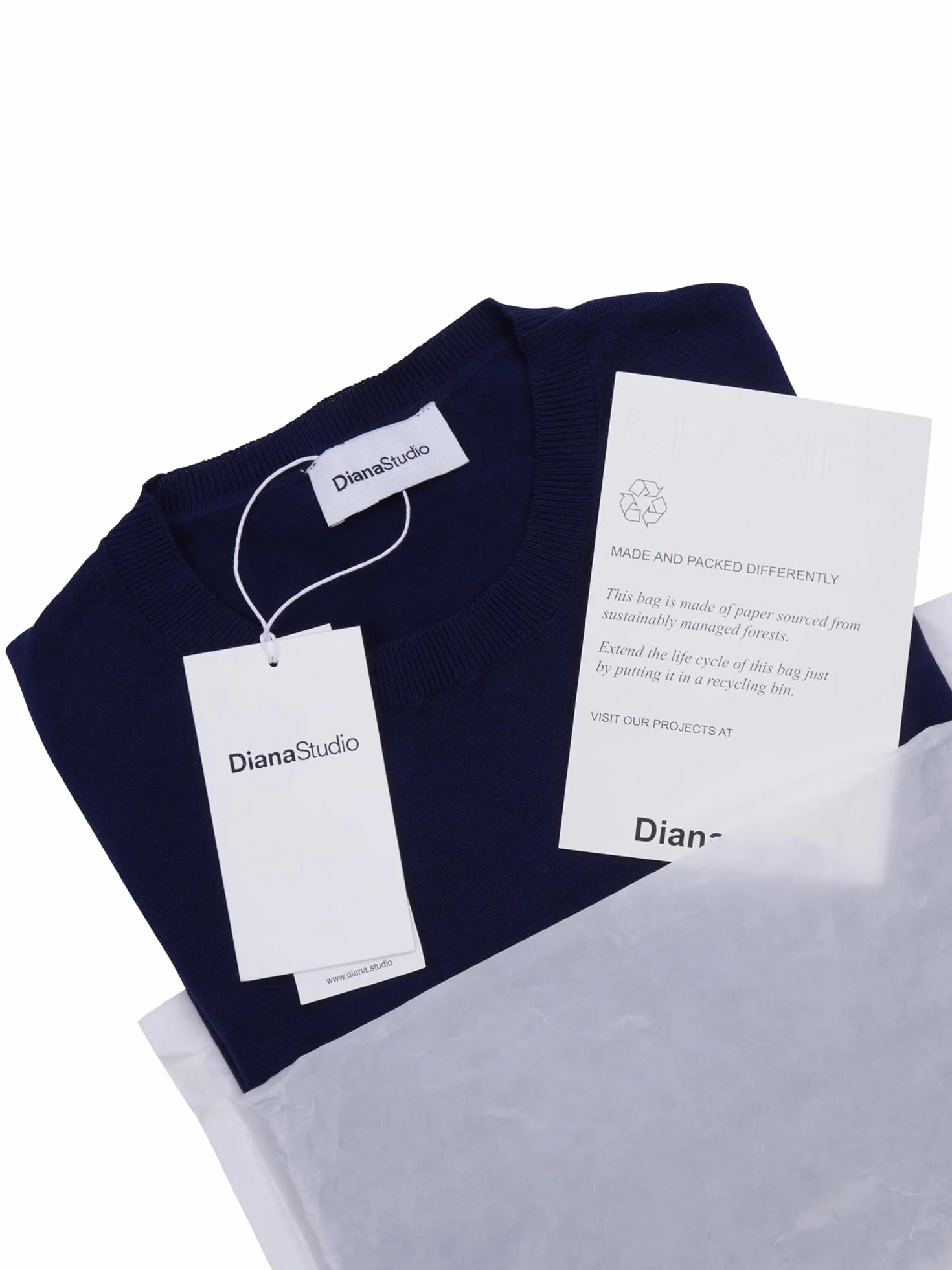 Diana Studio - Ogolona koszulka ze 100% bawełny, bardzo skręcona, męska, z długimi rękawami, swobodny krój, granatowy, L