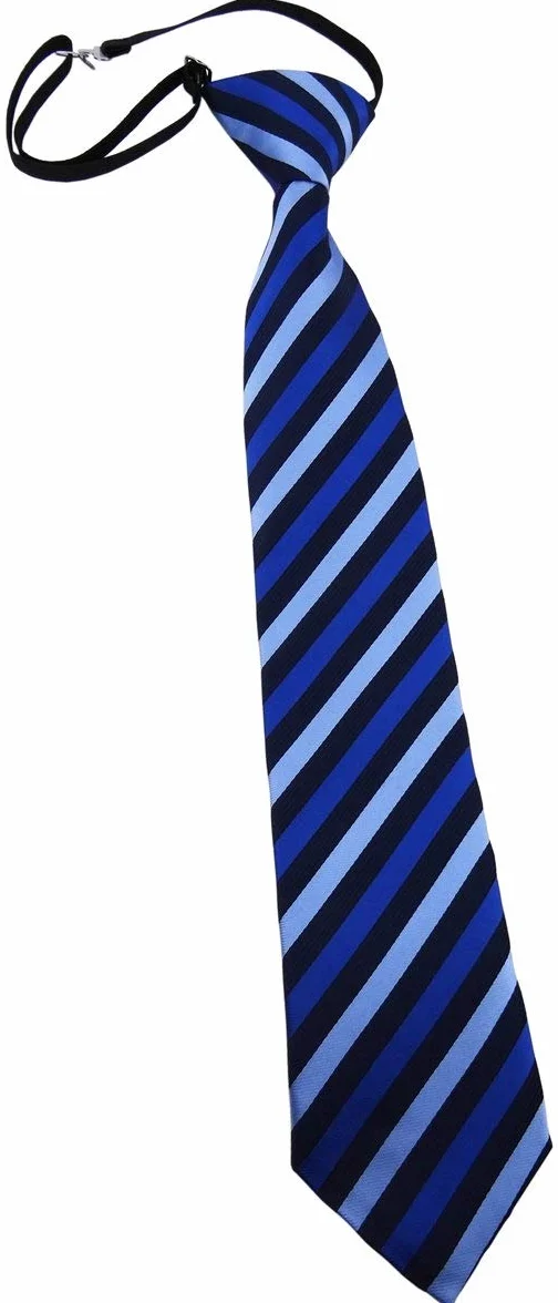 TigerTie Krawat dziecięcy we wzory w paski - krawat wstępnie zawiązany z gumowym ściągaczem, Niebieski granatowy, ca. Länge 37 cm (incl. Knoten), Breite 7 cm