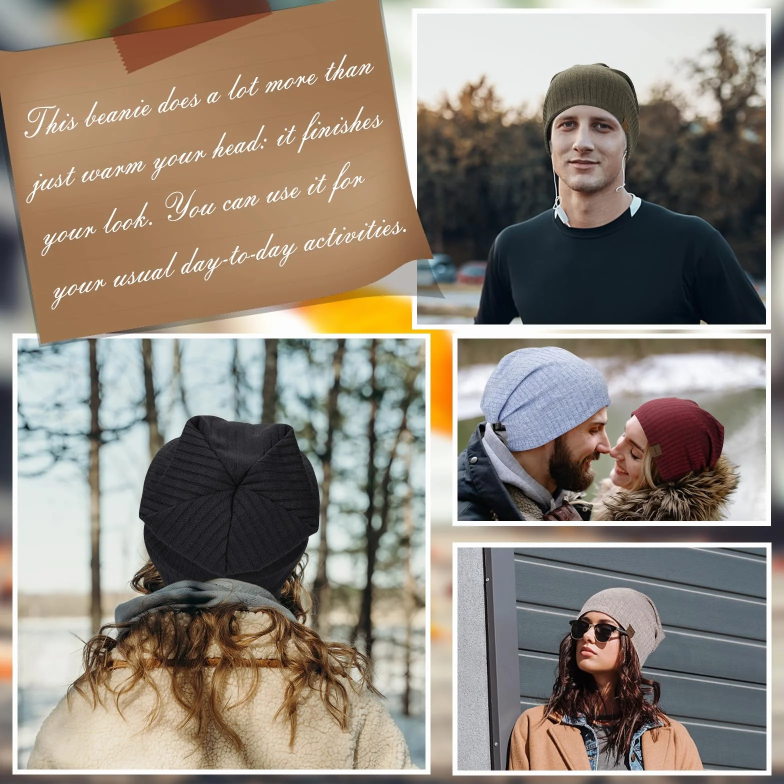 HAMUNI Slouchy beanie hip-hop miękka lekka czapka do biegania oddychająca i elastyczna czapka dla dorosłych karłowata czapka chemioterapia czapka z czaszką dla mężczyzn kobiet