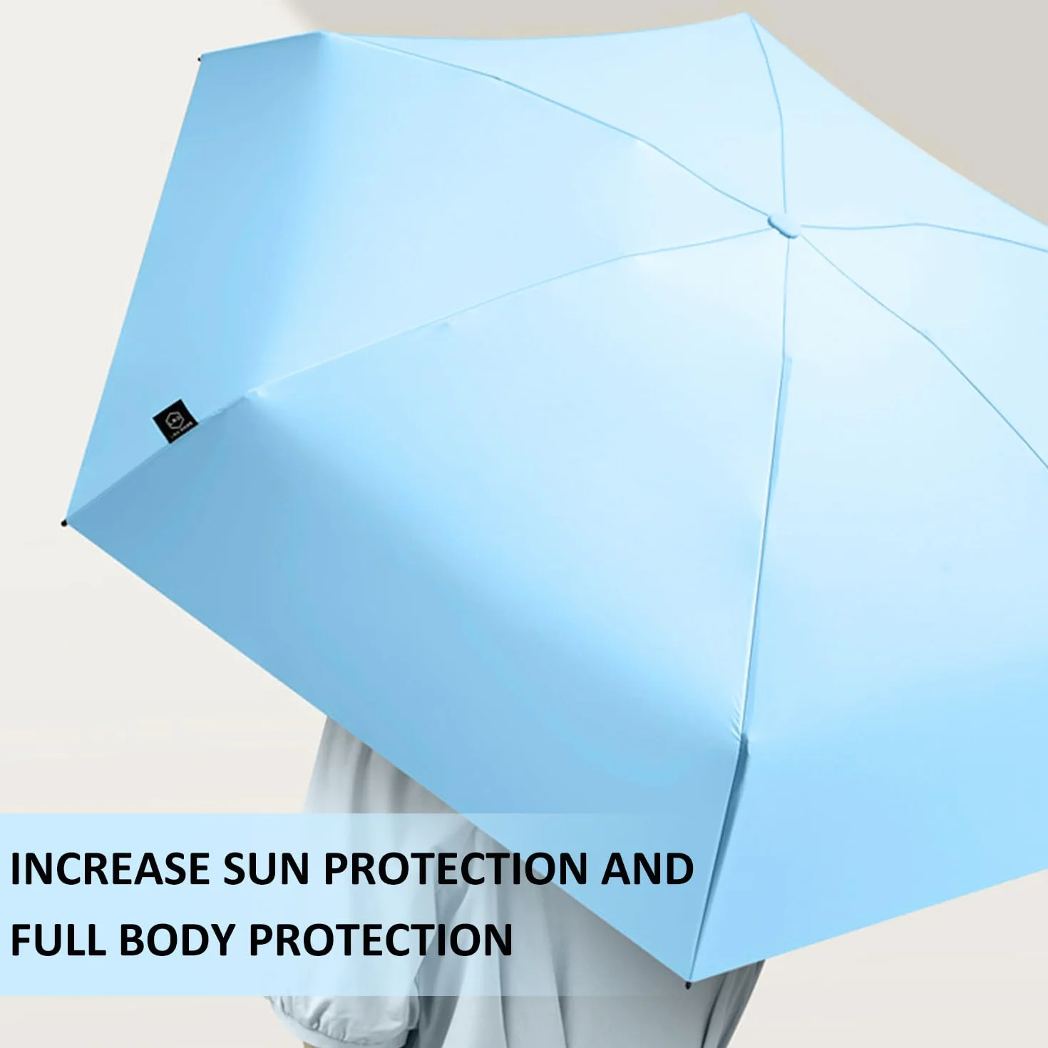 MEMOFYND 1 x mini parasol z pudełkiem do przechowywania, kompaktowy, parasol podróżny, wiatroszczelny, składany, przenośny, błękitny, błękitny, ma?y