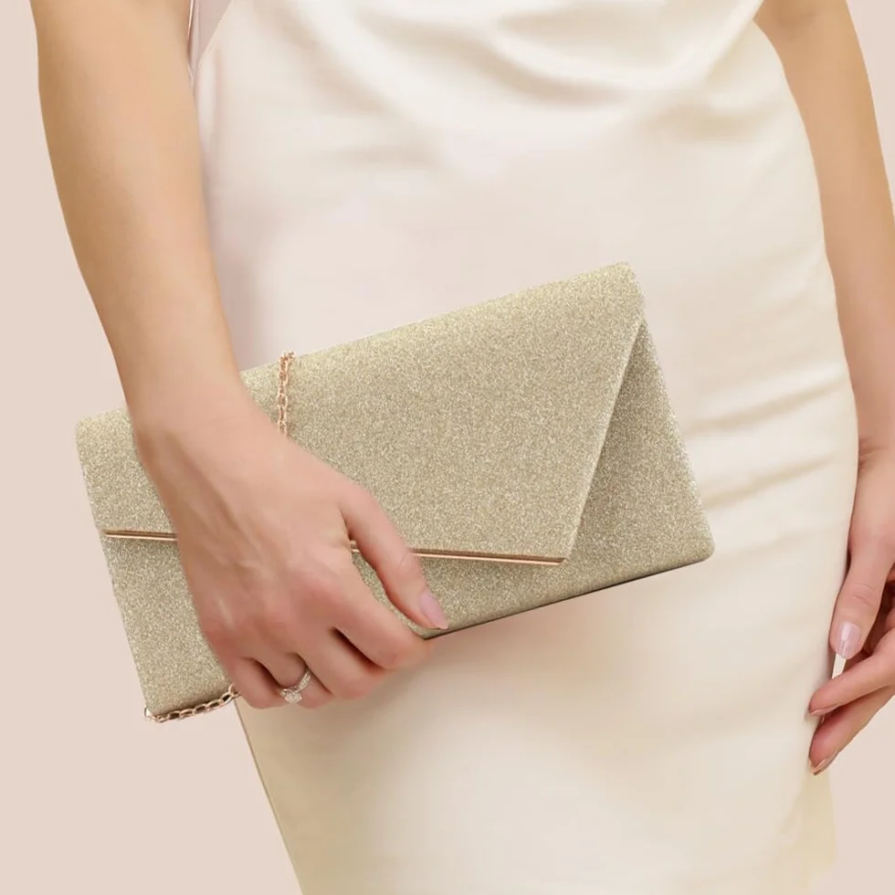 TOFBS Damska torebka na łańcuszek, elegancka torebka wieczorowa, crossbody, mała torebka na wesele, imprezę, bankiet, święta, dla panny młodej