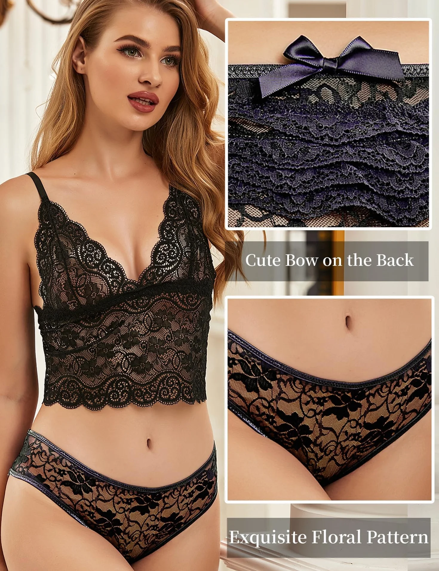 ohyeahlady Damskie Majtki Kwiatowa Koronka Majtki Bielizna Bielizna Plus Size