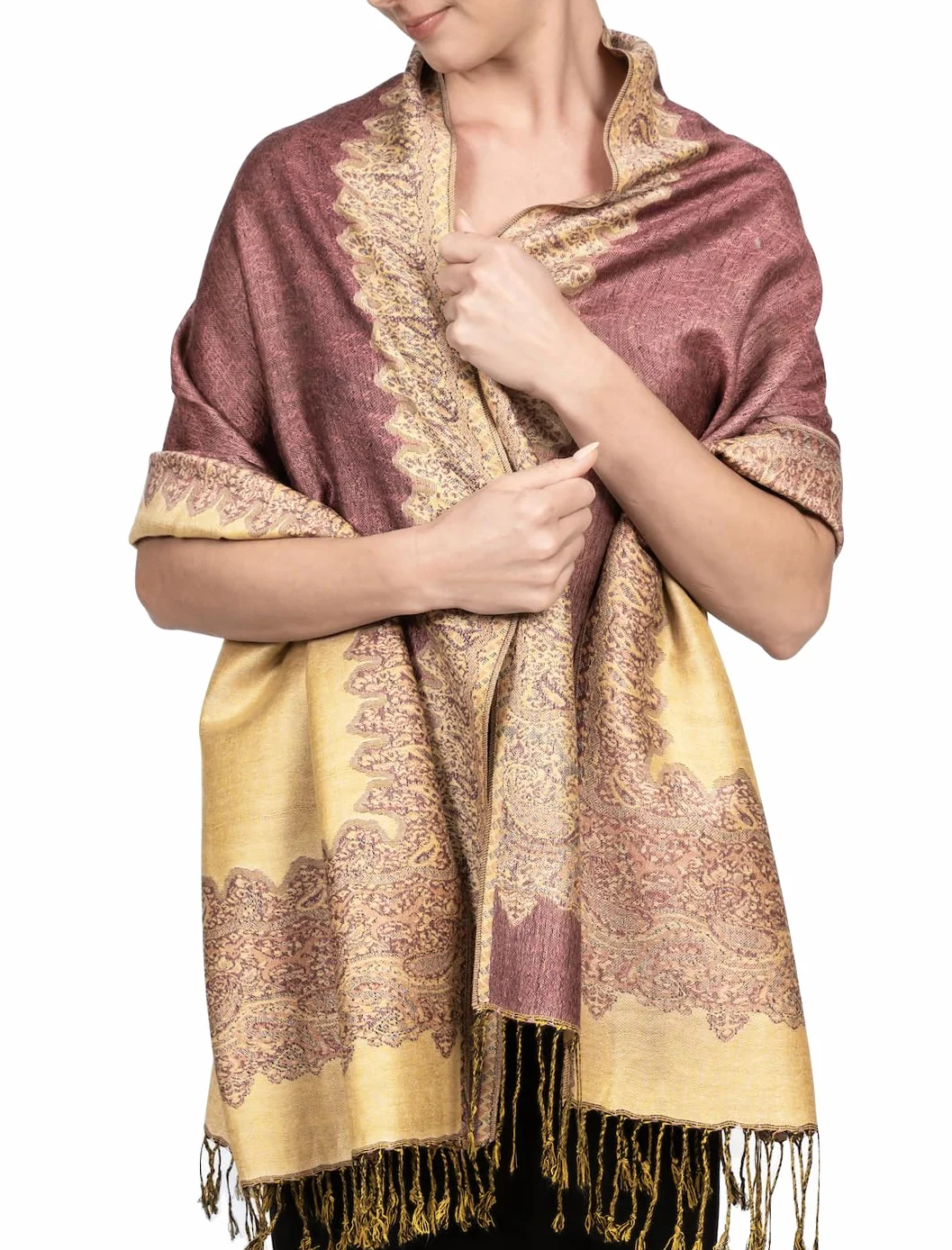 Achillea Dwustronny szalik we wzór turecki, pashmina, szarfa na rave, egzotyczne indyjskie szale i chusty na suknie wieczorowe, festiwale, na wszystkie pory roku