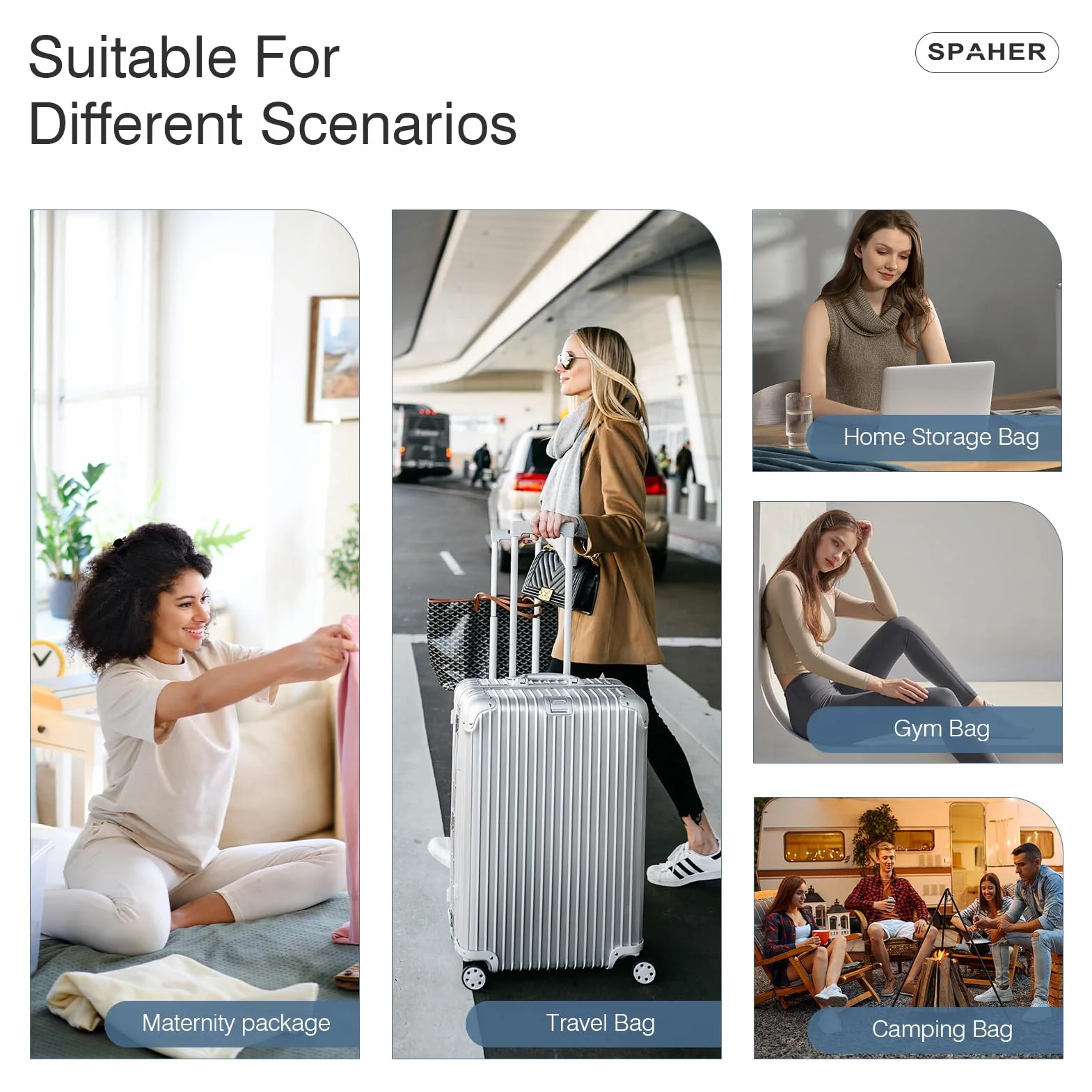 SPAHER Torba Podróżna Duża Składana Torby Podróżne Bagaż Podręczny 55x40x20 Lufthansa Tui Airways Lekki Samolotu Torba Marynarska 45L Packable Holdall Wodoodporna Torebka dla Mężczyzn i Kobiet Czarny