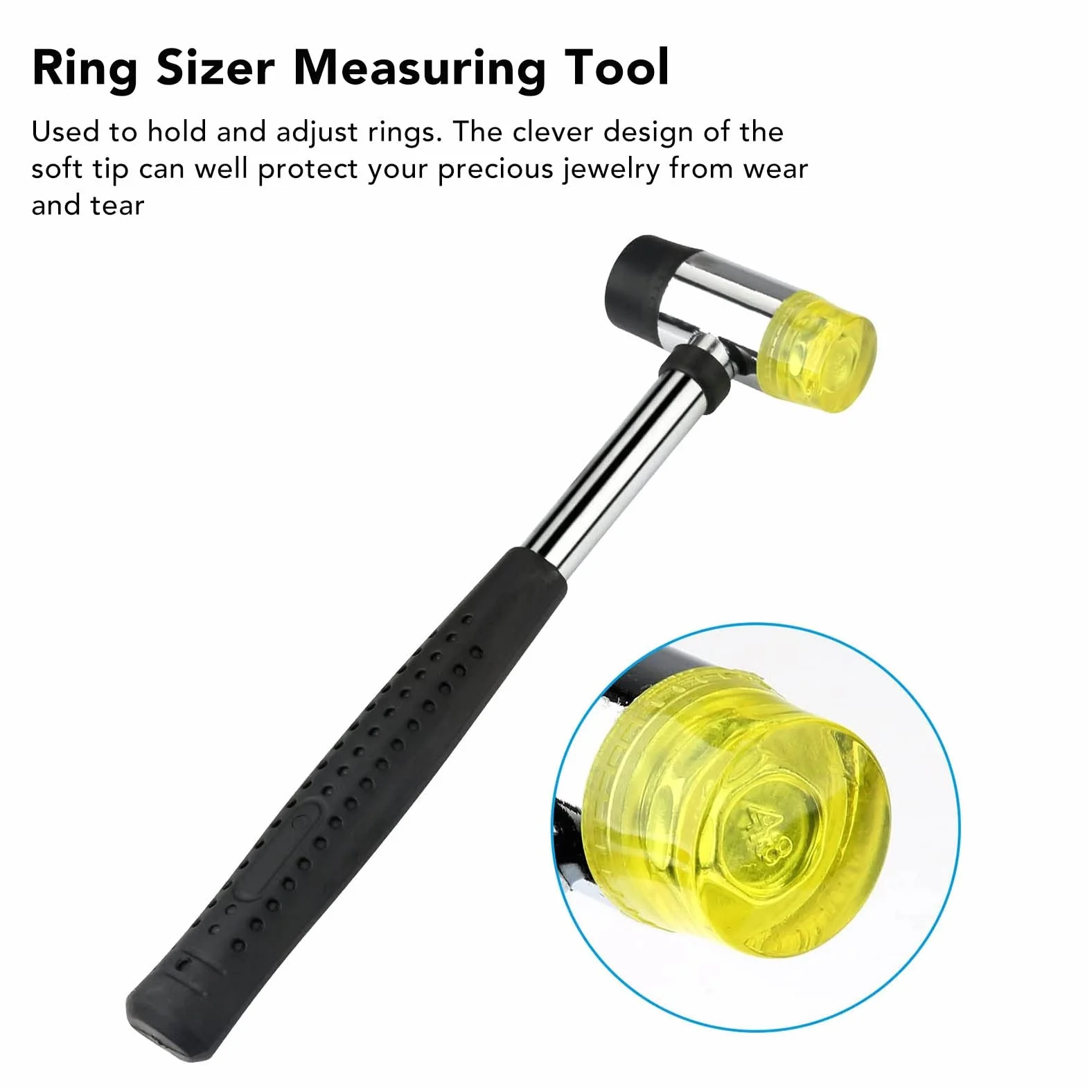 Ring Sizer Narzędzie Pomiarowe Stalowy Ring Finger Sizer z Młotkiem do Wyrobu Biżuterii