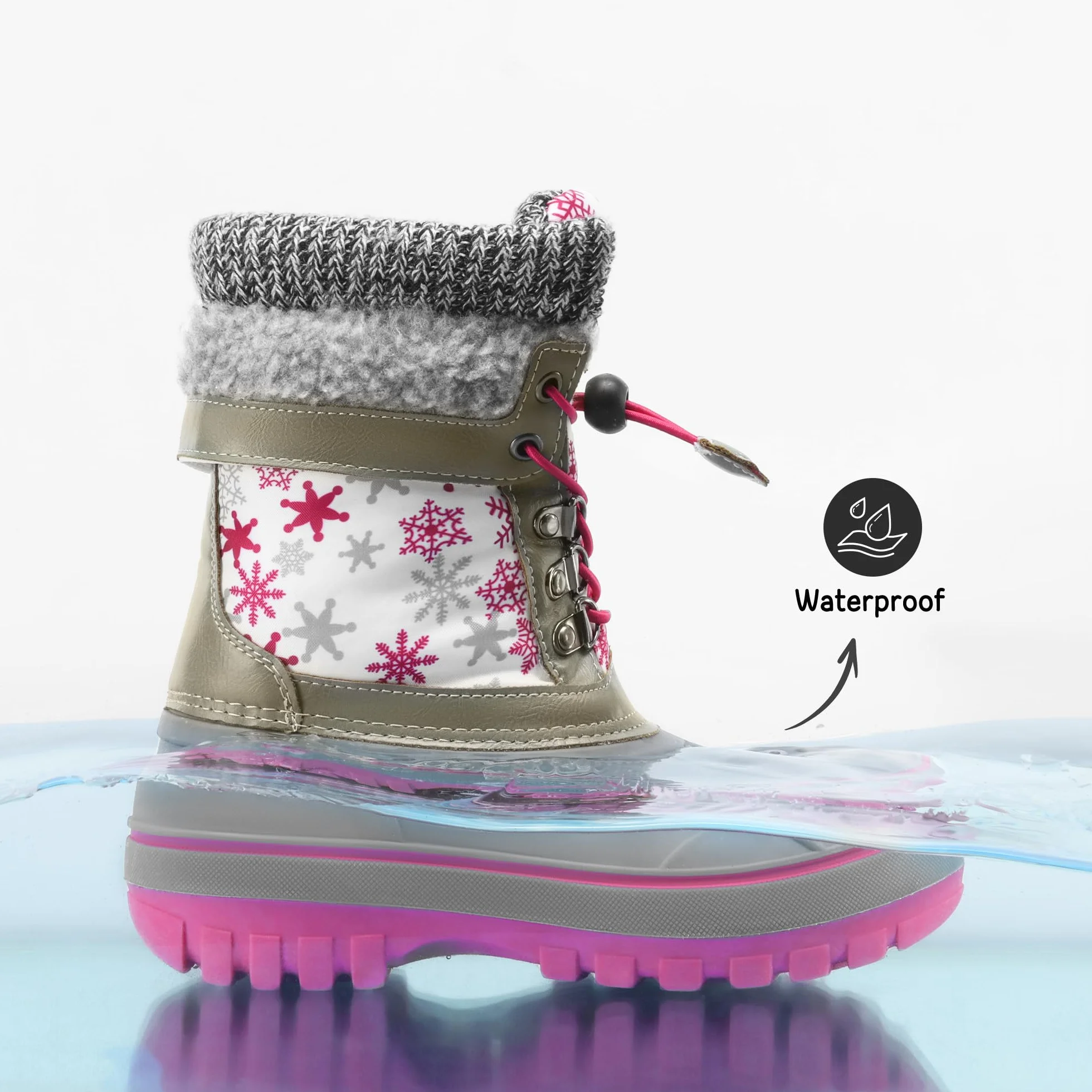 DREAM PAIRS Chłopięce dziewczęce śniegowce wodoodporne outdoorowe ciepłe przytulne antypoślizgowe podszewka ze sztucznego futra do połowy łydki izolowane buty zimowe dla małych i dużych dzieci