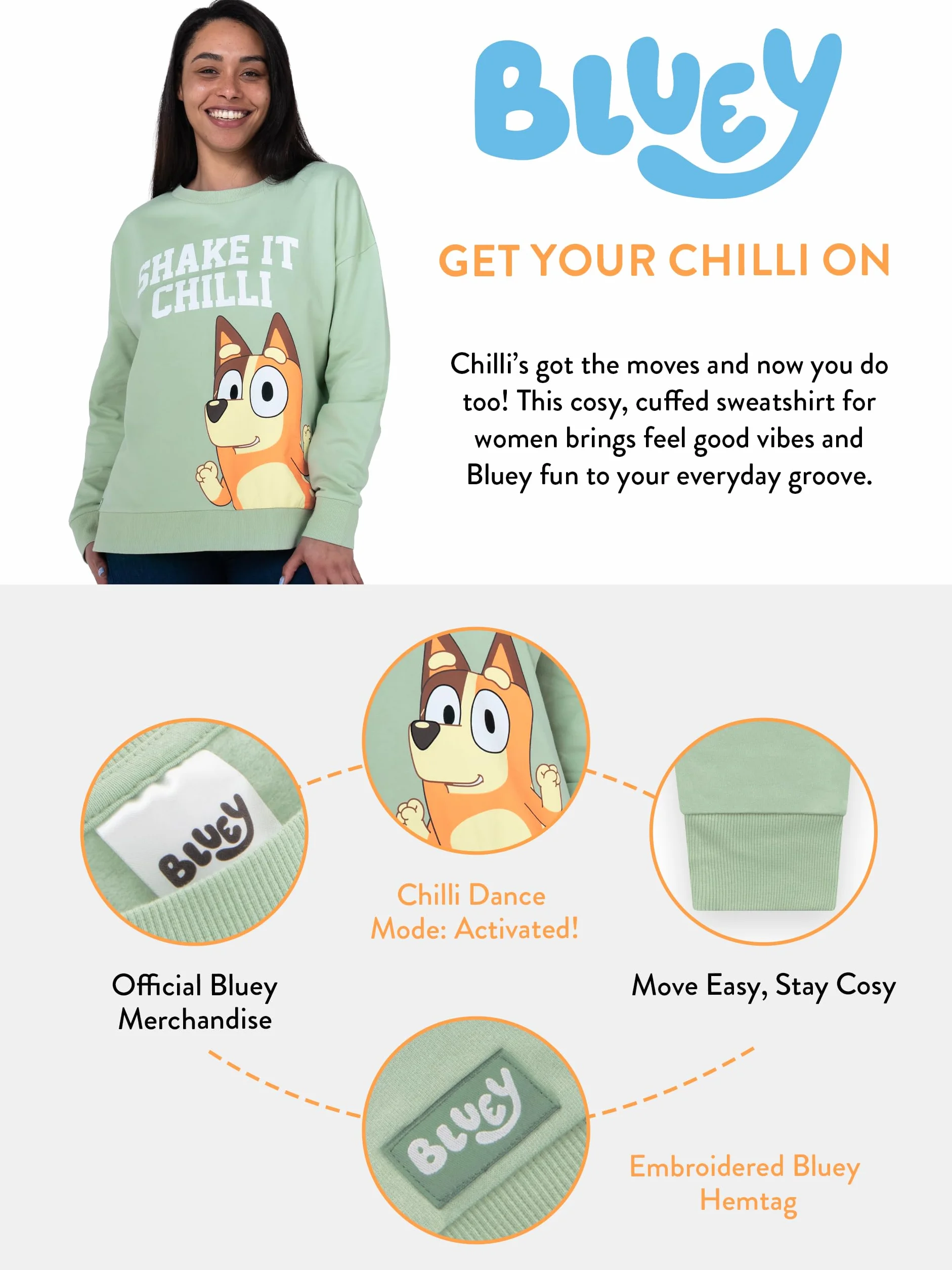 Bluey Bluza, Damska Bluza Chilli, Bawełniana Bluza Dla Kobiet, Długi Rękaw