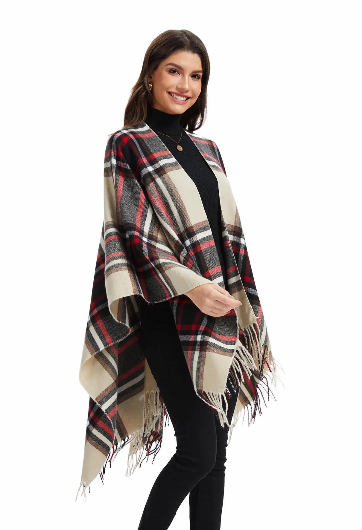 Damski Szal, Otwarty Poncho, Kardigan Peleryna, Oversize Swetry na Jesień i Zimę