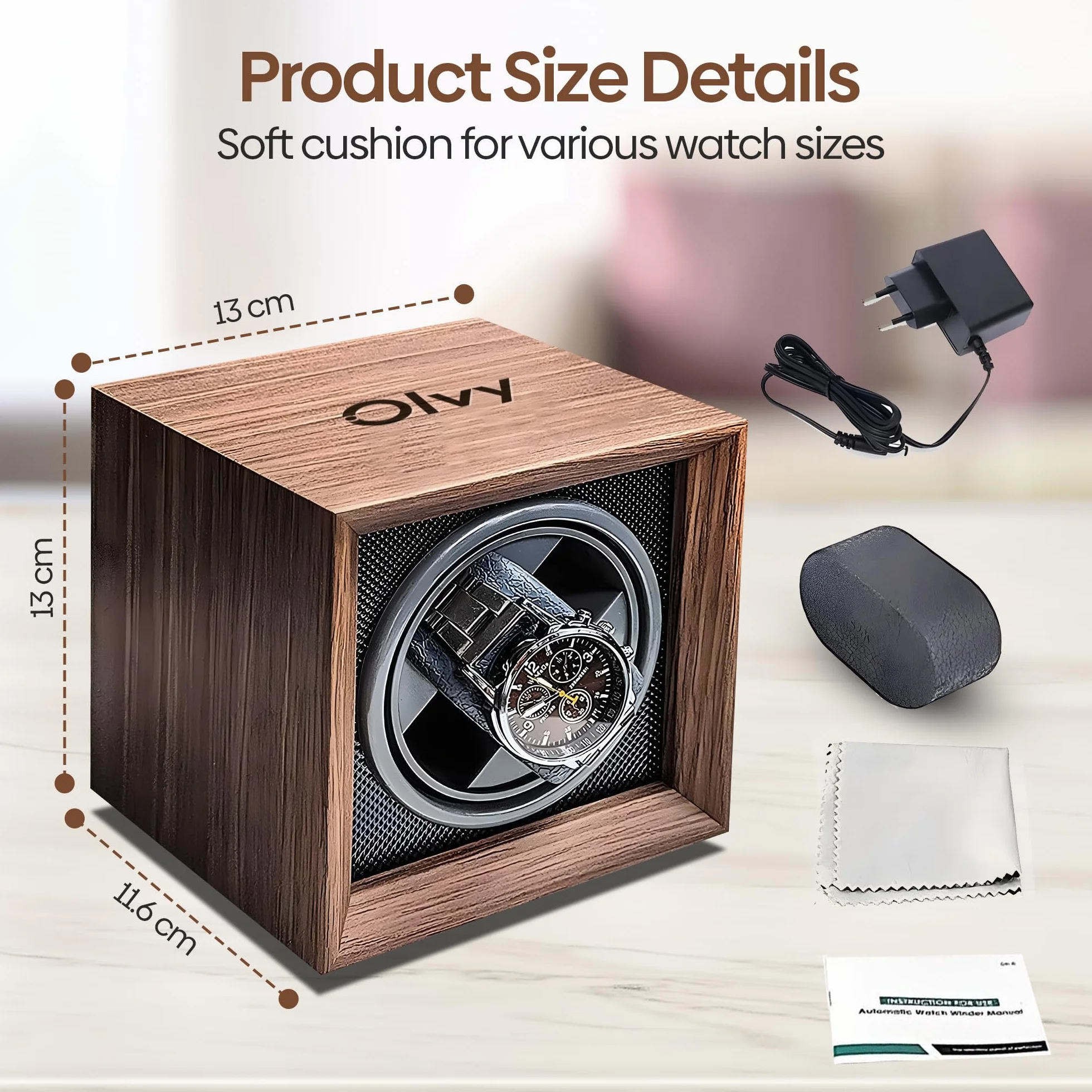 Olvy Rotomat do zegarków automatycznych, Wyjątkowo cichy silnik, Watch Winder, Automatyczne pudełko rotomatyczne na zegarki