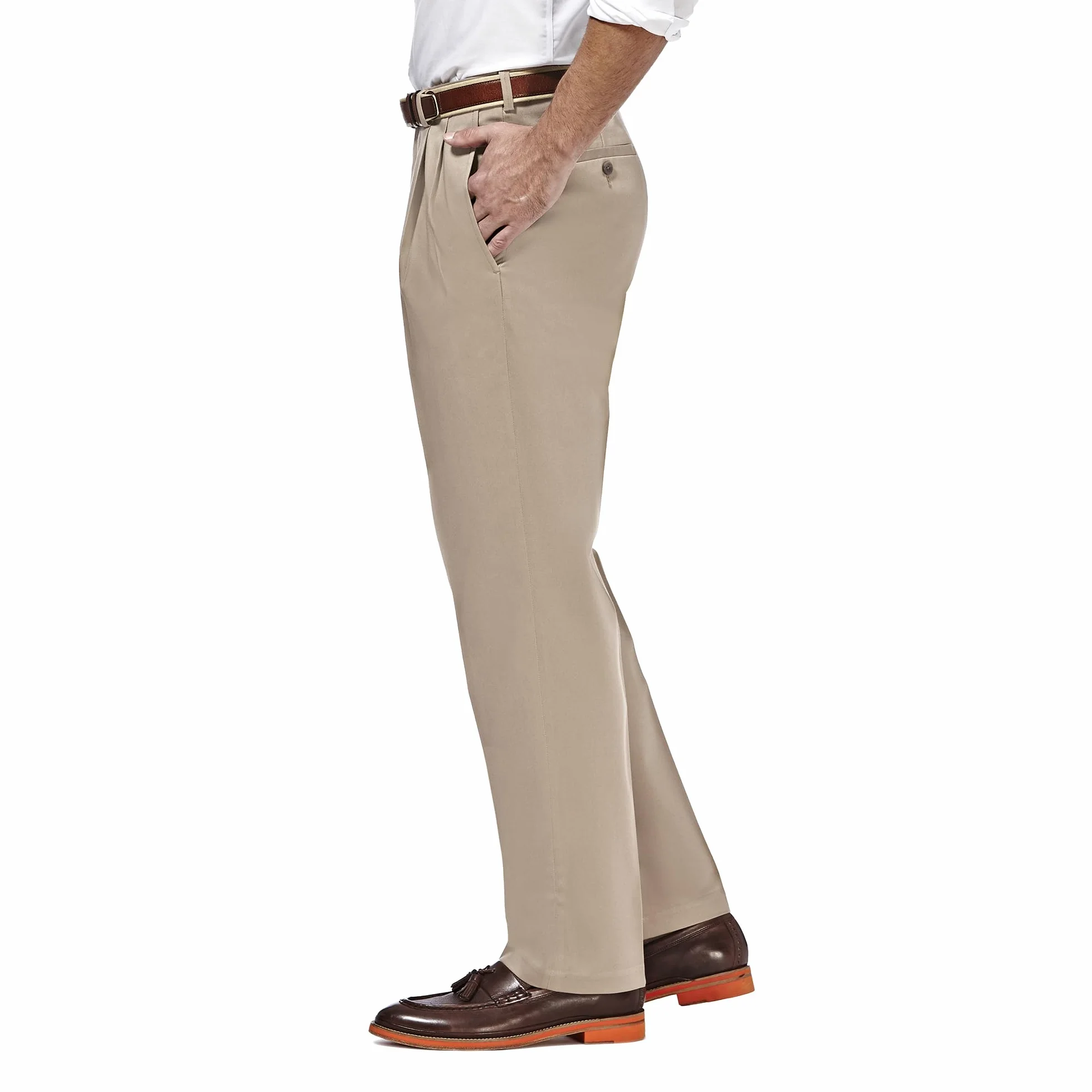Haggar Iron Free Khaki Classic Fit Flat Expandable Casual Pant - Spodnie męski