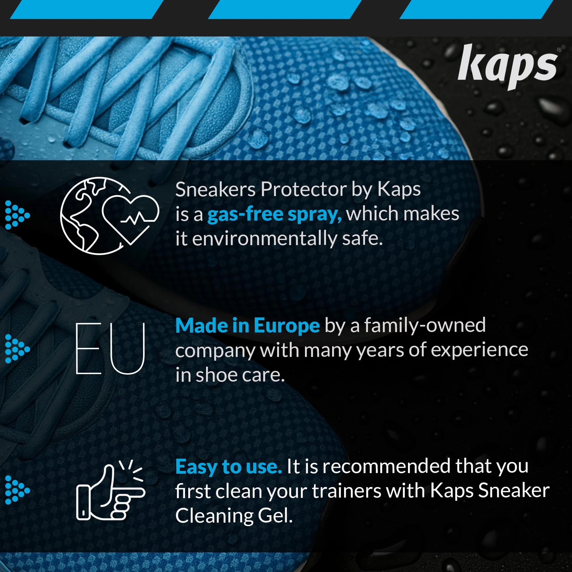 Kaps Sneakers Protector - Wodoodporny i Chroniący przed Zabrudzeniami Impregnat do Snekaresów i Butów Codziennych, Przyjazny dla Środowiska bez Aerozolu - 100 ml