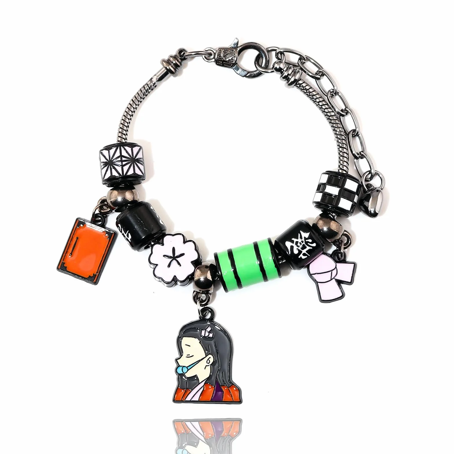 Nezuko bransoletka - kolorowe koraliki charms inspirowane pogromcą anime, prezent anime dla fanów i kolekcjonerów;
