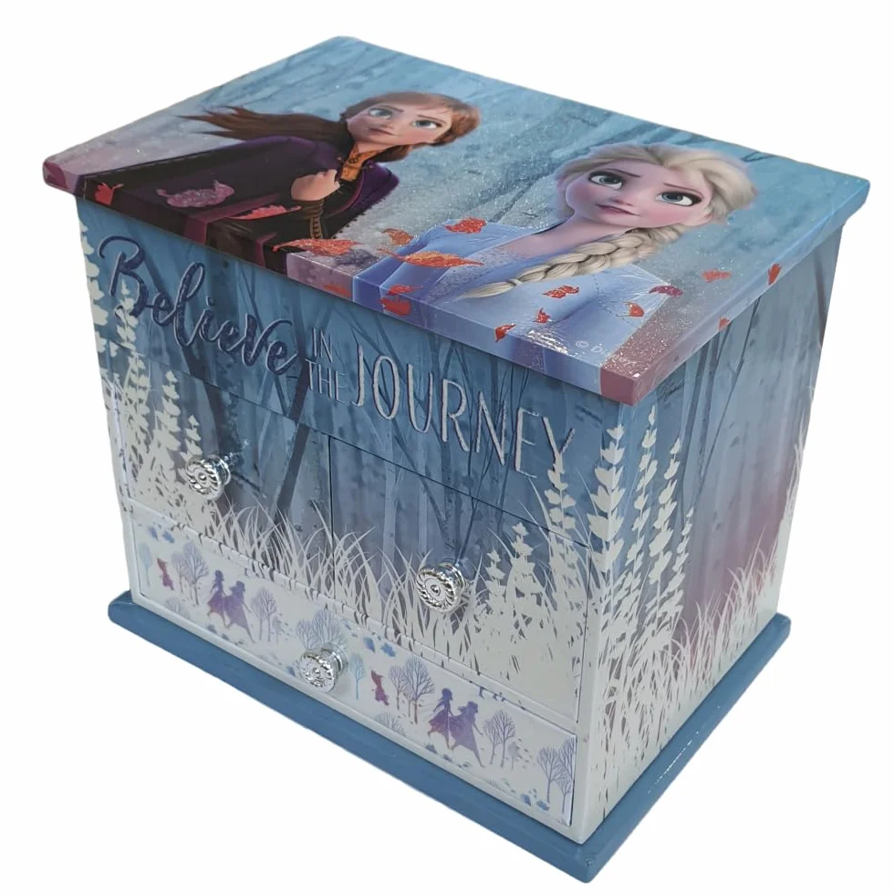 Pudełko na biżuterię z pozytywką Kraina lodu Disney szkatułka na biżuterię szafka muzyczna 6,5 x 14,5 x 11,5 cm