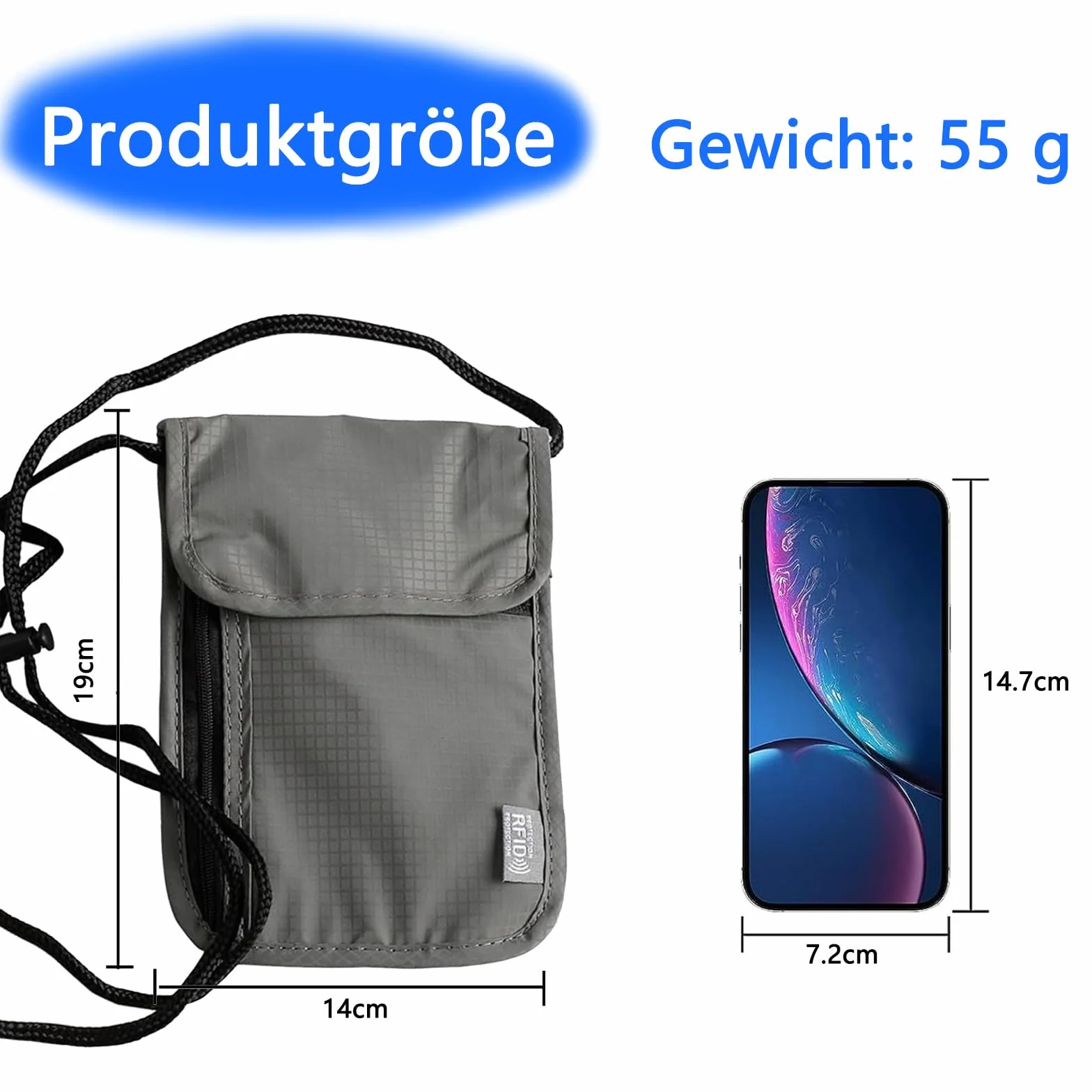 Wodoszczelna torba na piersi do podróży, unisex, torba podróżna, torba na paszport, mała torba na ramię, zabezpieczenie przed kradzieżą, na paszport, karty kredytowe, smartfon, monety i akcesoria