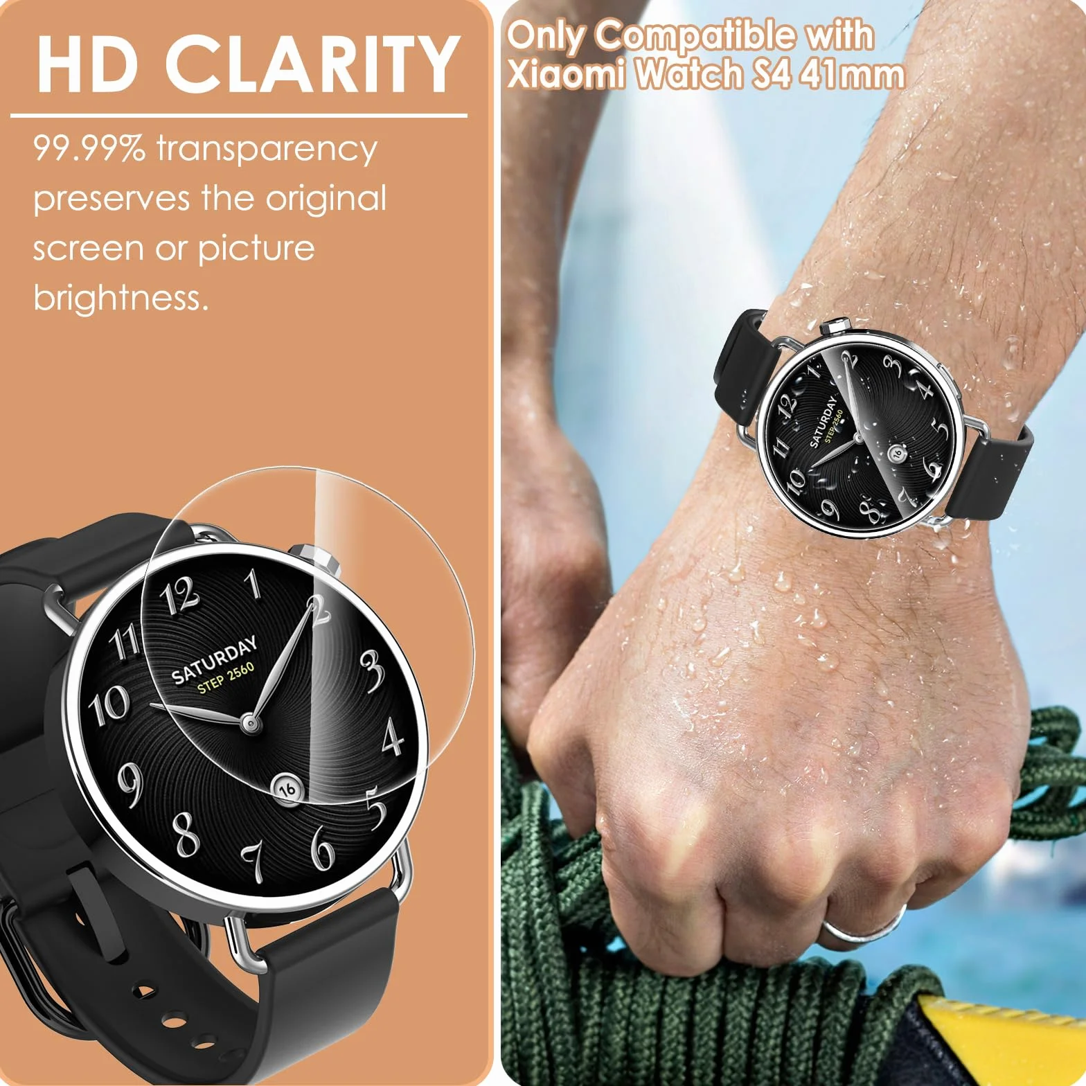 Hianjoo 6 sztuk folii ochronnych na wyświetlacz kompatybilne z Xiaomi Watch S4 41 mm, Premium Soft Folie ochronne na wyświetlacz (41 mm)