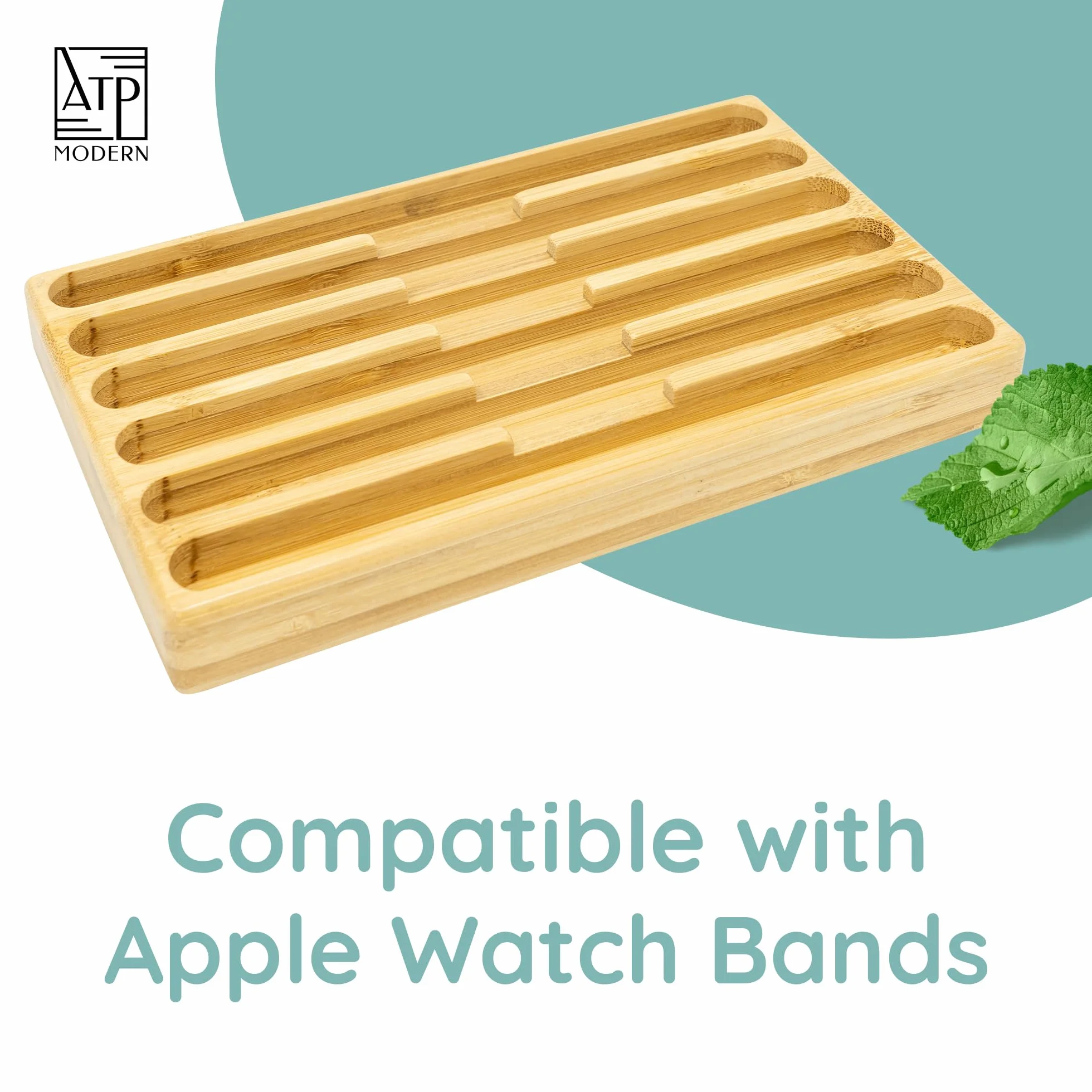 Drewniany organizer na pasek do zegarka, pasuje do wszystkich pasków Apple Watch, uchwyt na pasek do zegarka, drewniany stojak na zegarki, prezent urodzinowy dla niej (6, bambusowy)