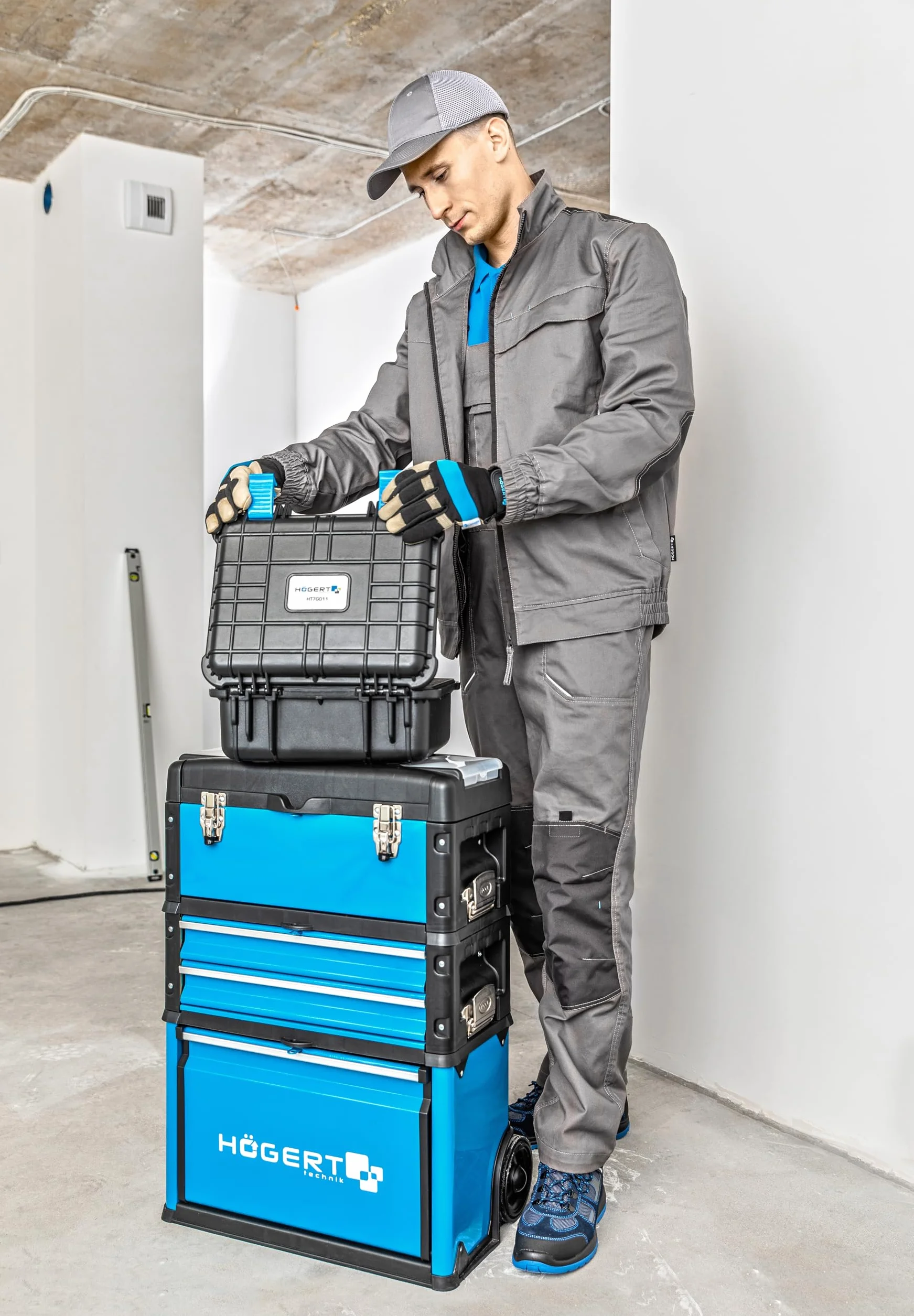 Högert Technik Kalmit męski kombinezon roboczy, spodnie ogrodniczki, szary, 3XL – wytrzymała odzież robocza ze 100% bawełny, wzmocnienia kolan Oxford 300D, 6 kieszeni, elementy odblaskowe, szary, 3XL