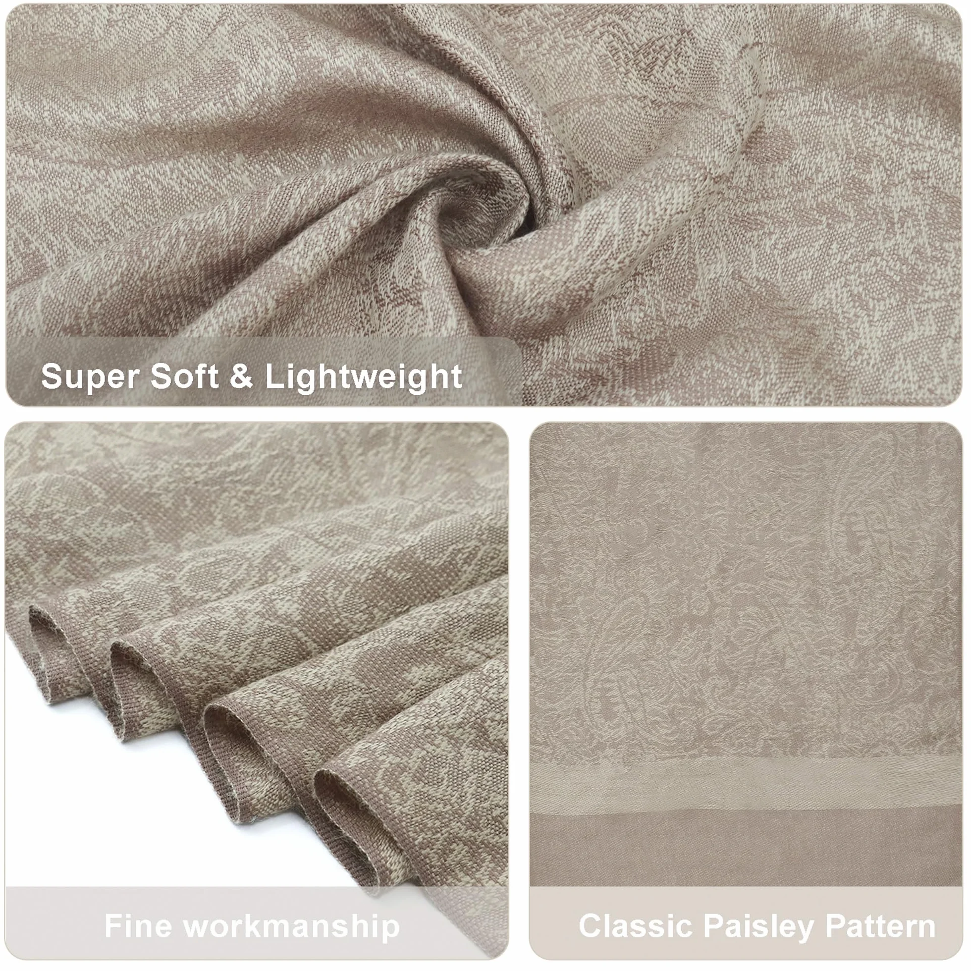 vimate Jedwabisty szal Paisley Pashmina - damski miękki dwustronny żakardowy szal paszminas do sukni wieczorowej szal podróżny