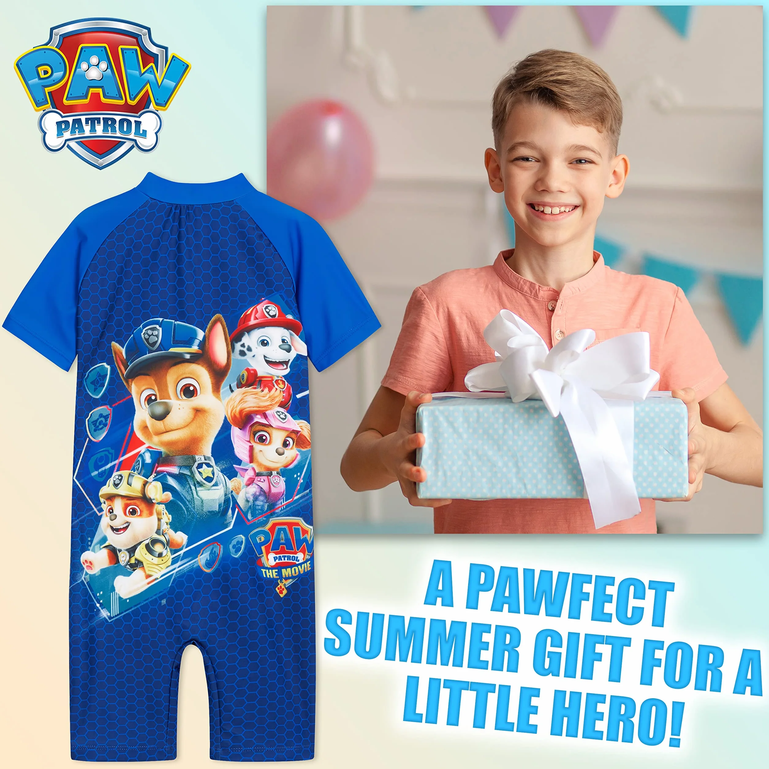 Paw Patrol Kostium pływacki Chłopięcy strój kąpielowy wszystko w jednym z krótkim rękawem