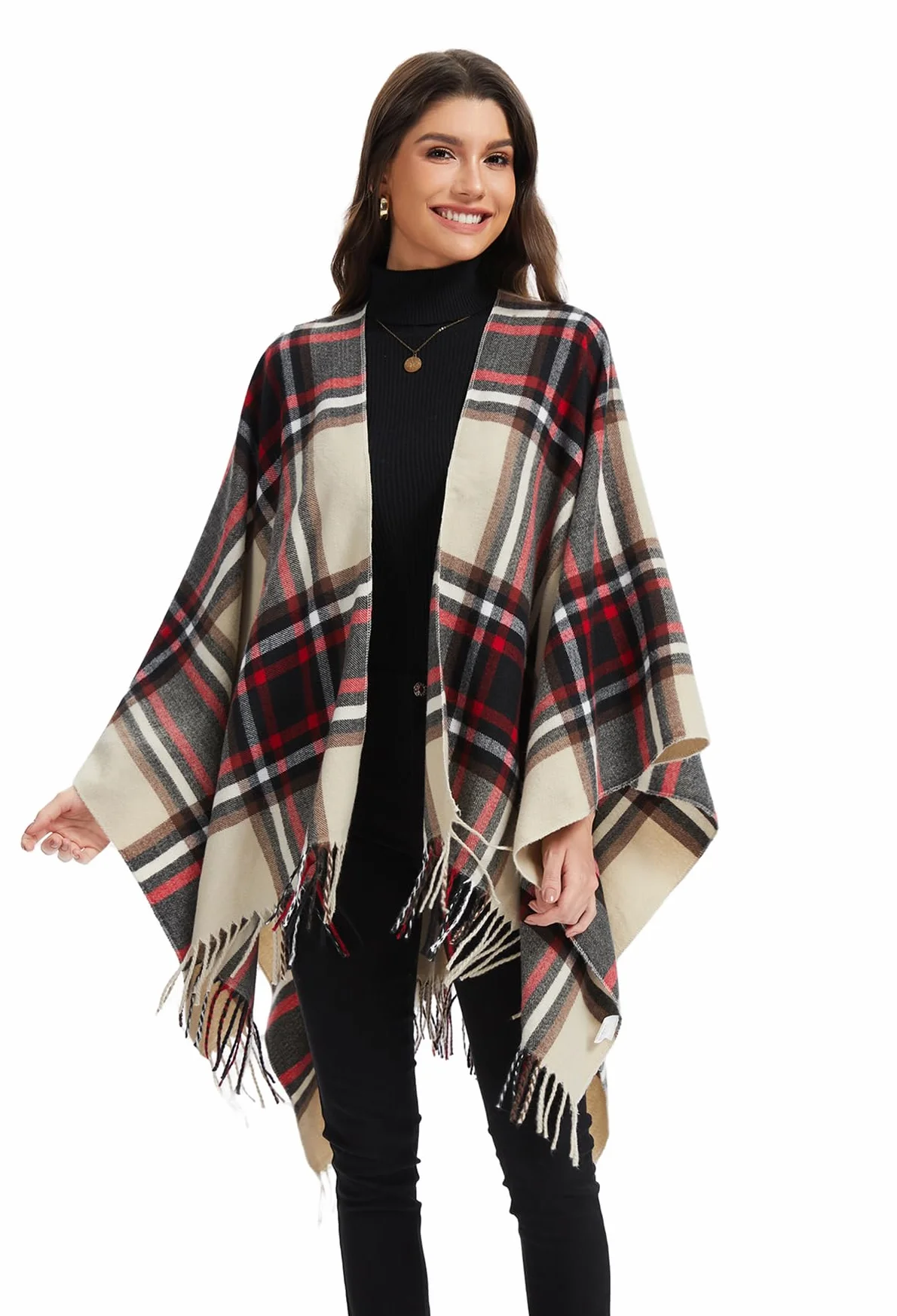 Damski Szal, Otwarty Poncho, Kardigan Peleryna, Oversize Swetry na Jesień i Zimę