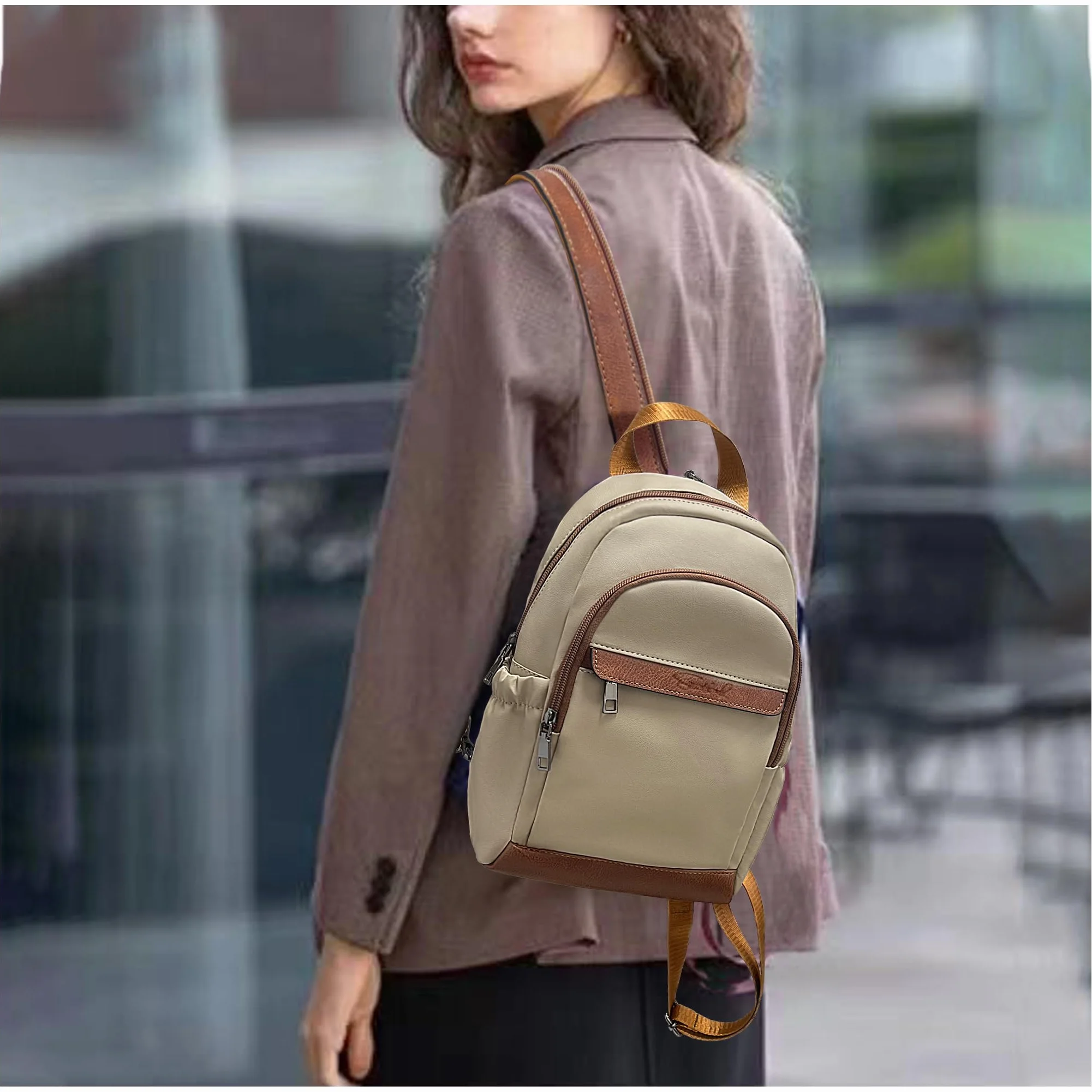 Mini plecak damski, mały – plecak miejski, torebka antykradzieżowa, wodoszczelny, elegancki plecak crossbody, plecak damski, na co dzień, na podróż, czas wolny, zakupy, do pracy