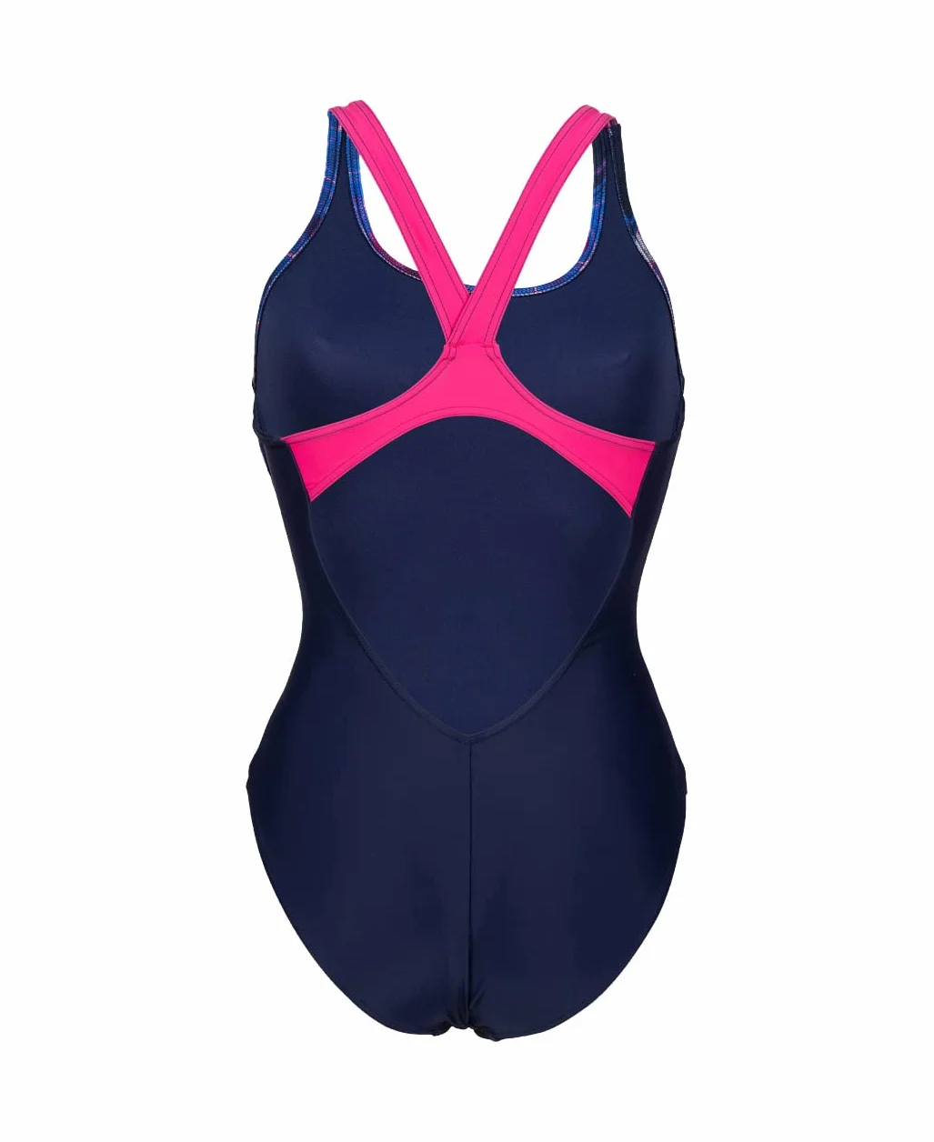 ARENA Damski strój kąpielowy z wycięciem na plecach w kształcie litery V, kolor granatowy (Navy-Freak Rose), 40, Navy-freak Rose, 40