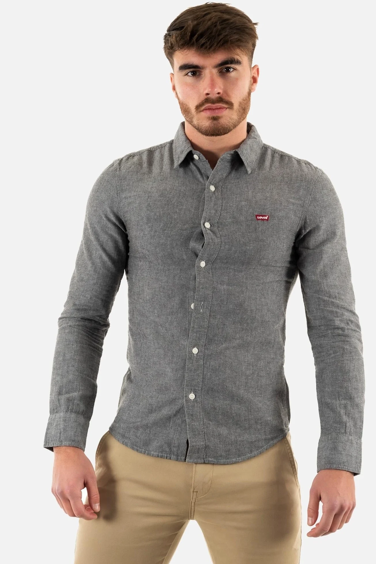 Levi's Mężczyźni Long-Sleeve Battery Housemark Slim Shirt, Black Agate, S