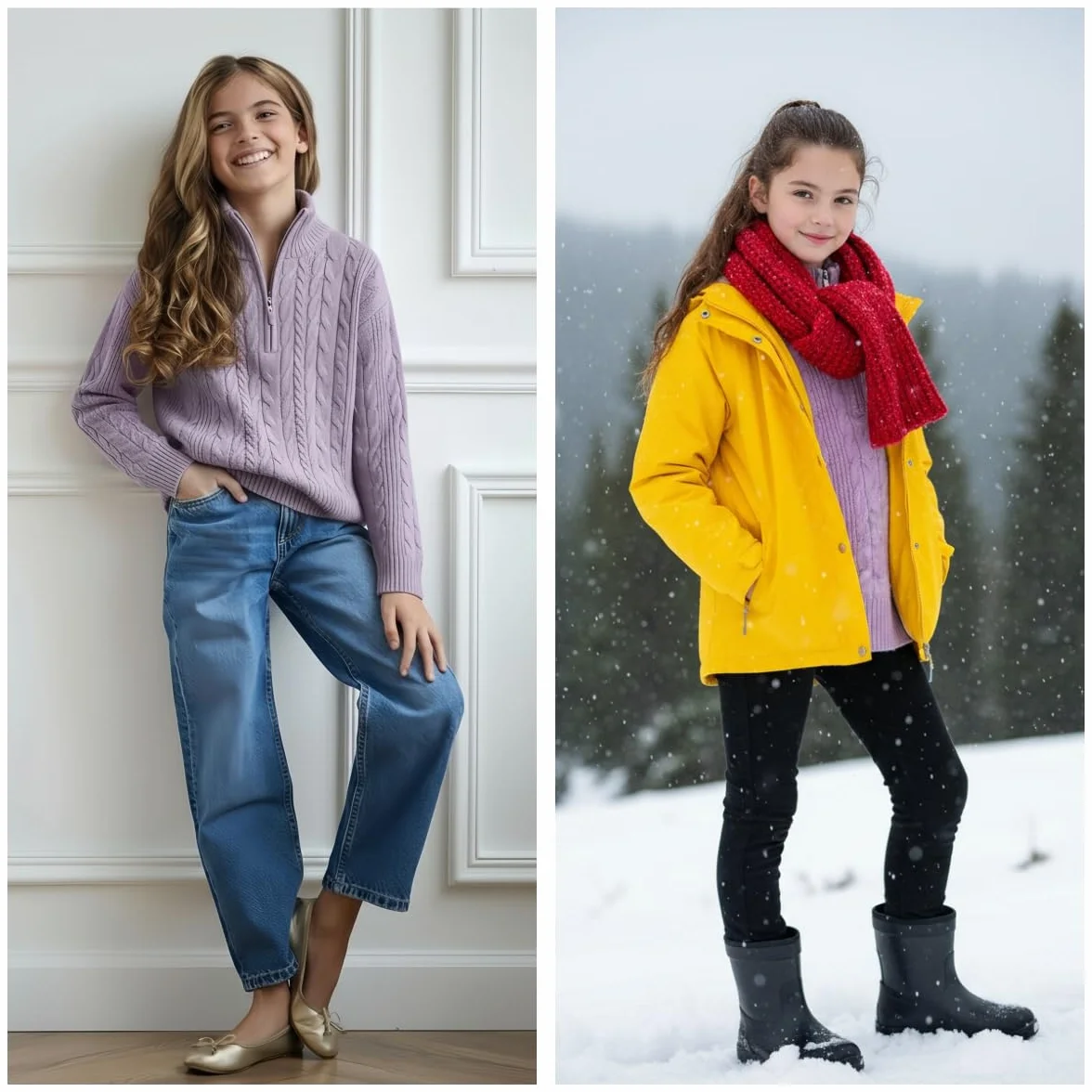 Dziewczęcy sweter z dzianiny z zamkiem do połowy, stójka, dzianina, ciepły sweter z długim rękawem, miękki, przytulny sweter, jesienno-zimowy, topy dla dzieci w wieku 5-15 lat