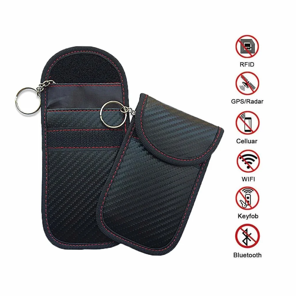 INF Pokrowiec na kluczyki samochodowe RFID, etui na kluczyki samochodowe z ochroną RFID, torba na klucze z blokadą sygnału, czarna, M
