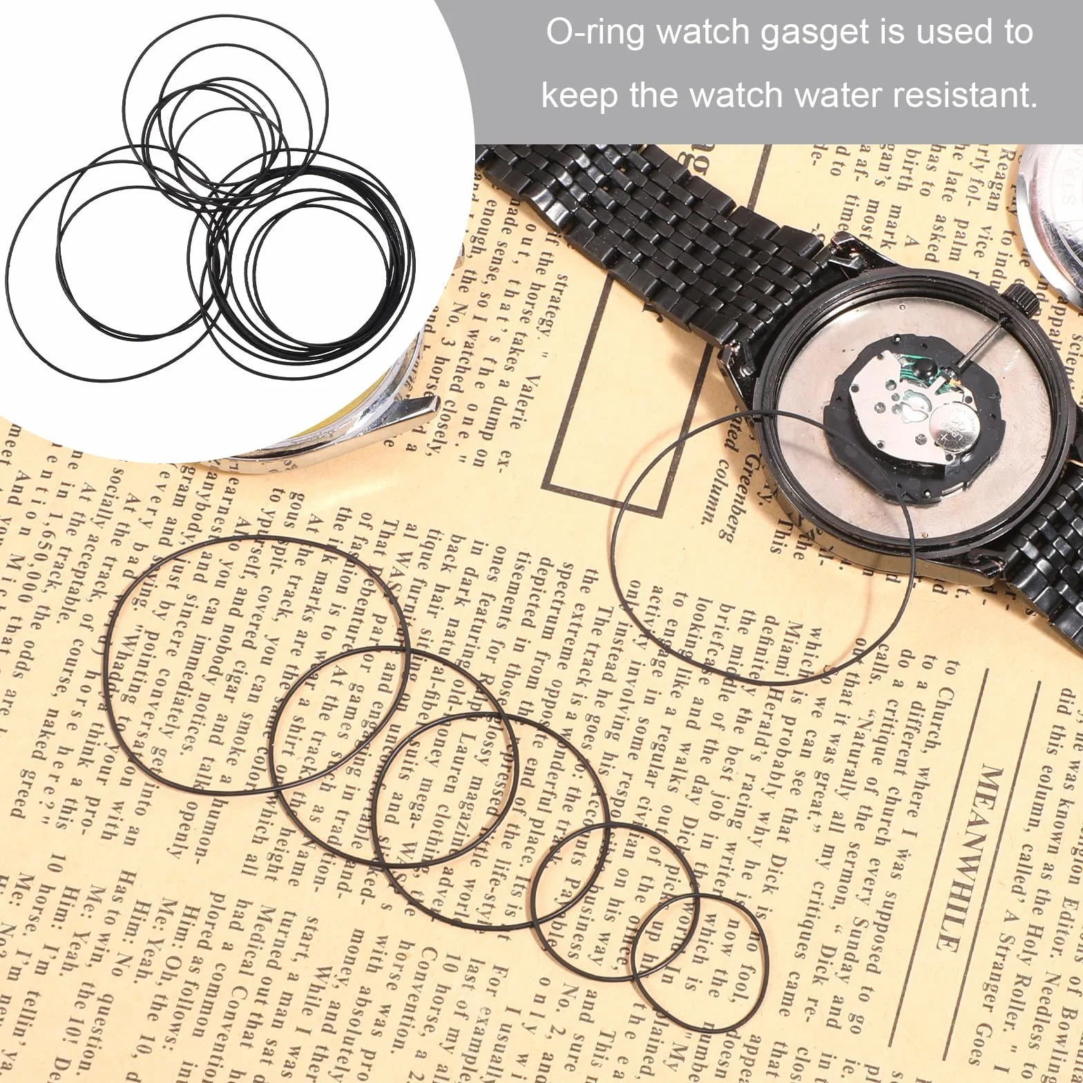 80 sztuk uszczelek do zegarka, 0,5 / 0,6 / 0,7 / 0,8 mm, wodoszczelny tył zegarka, zestaw uszczelek gumowych, elastyczny pierścień uszczelniający z gumy do naprawy zegarków, akcesoria