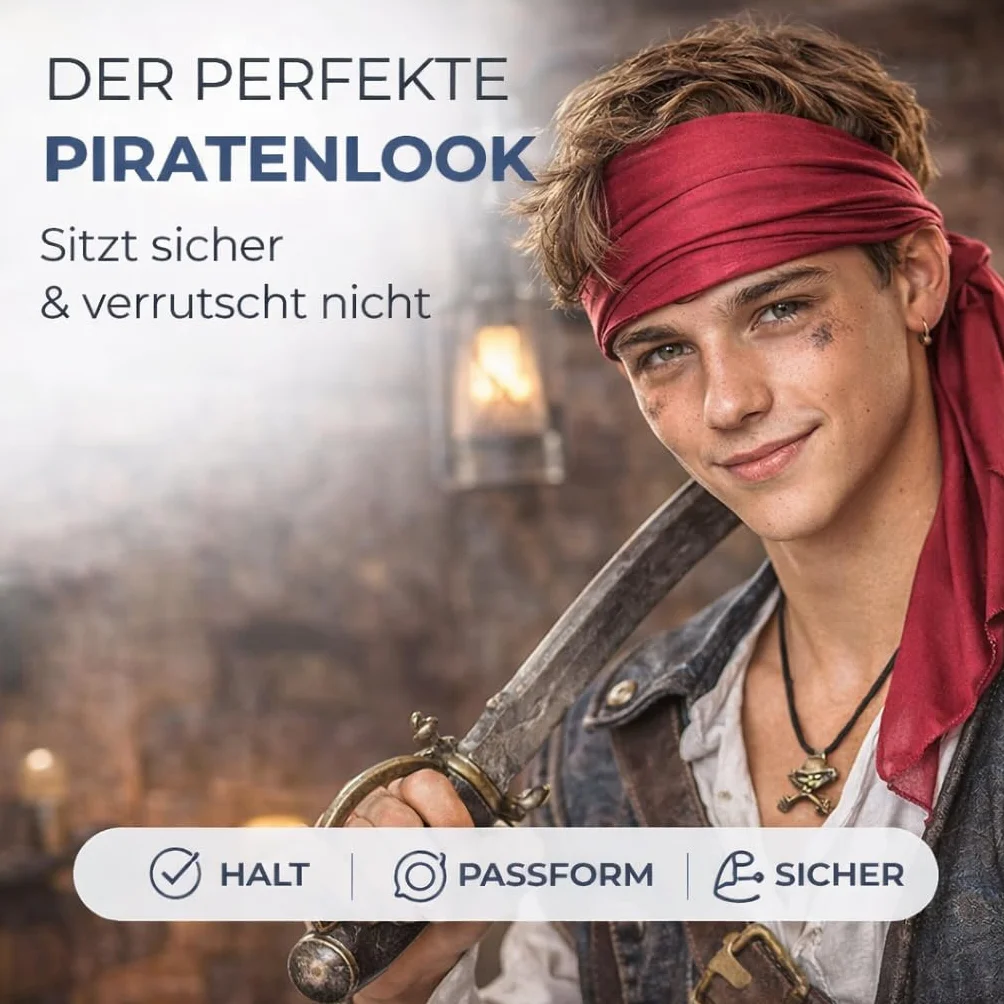 TK Gruppe Timo Klingler Piracka opaska na czoło - bandana opaska na włosy - piracka chusta na głowę na Halloween i karnawał - szarfa
