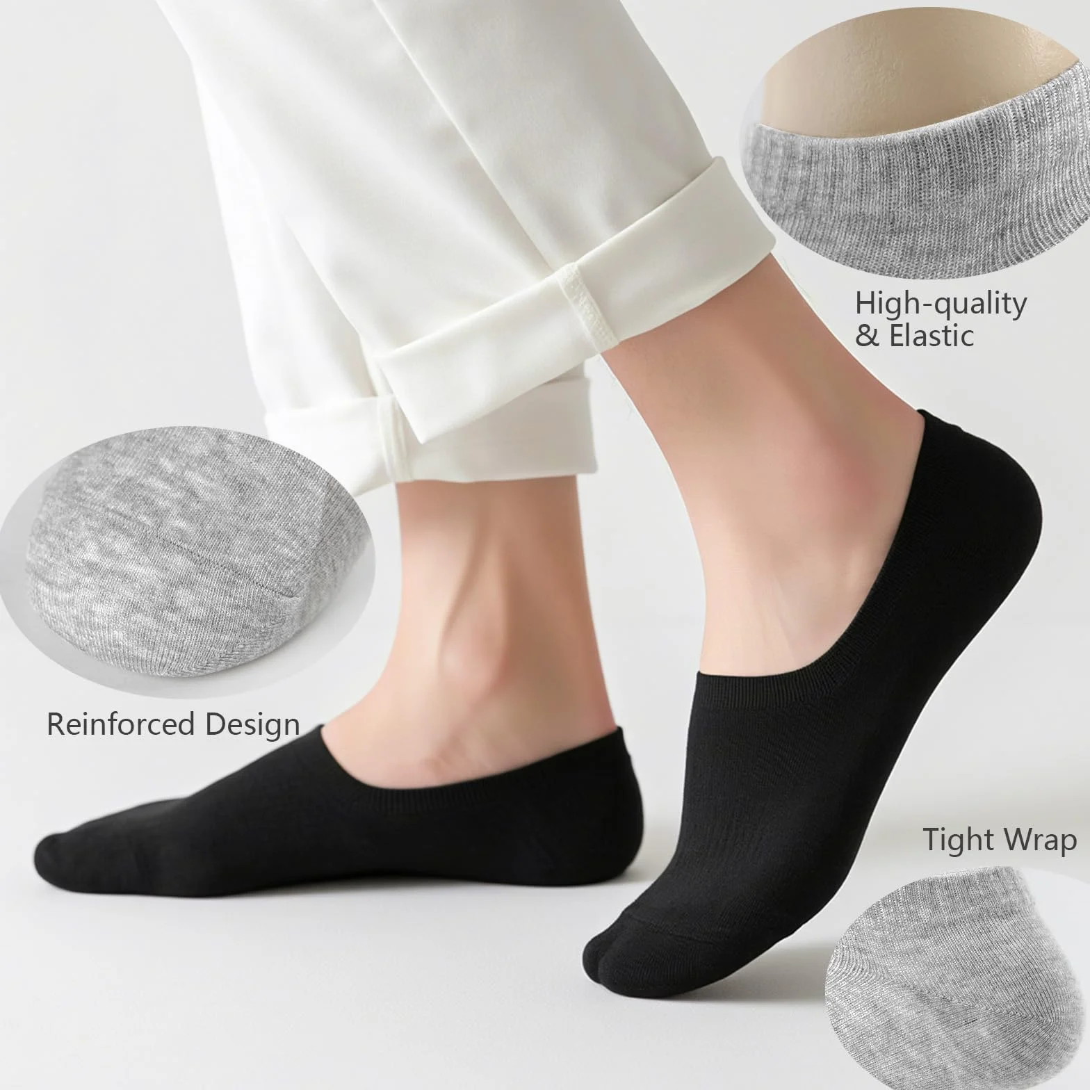 flintronic Krótkie Skarpetki Unisex, Krótkie Skarpetki Running Bawełna, Sportowe, Bieganie, Jazda Na Rowerze, Trekking, Niewidzialne Oddychające, Wygodne i Toaleta