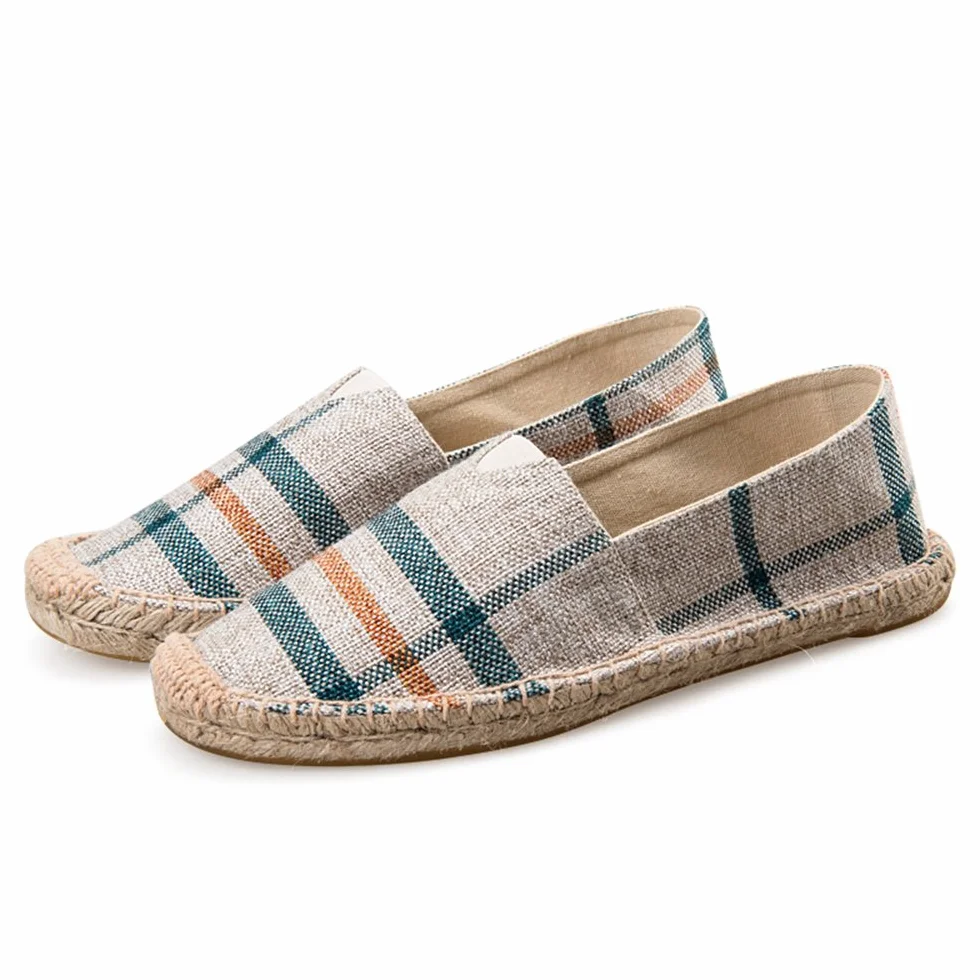 Alexis Leroy Wzór karo męski espadryle, beżowy - beżowy - 43 EU