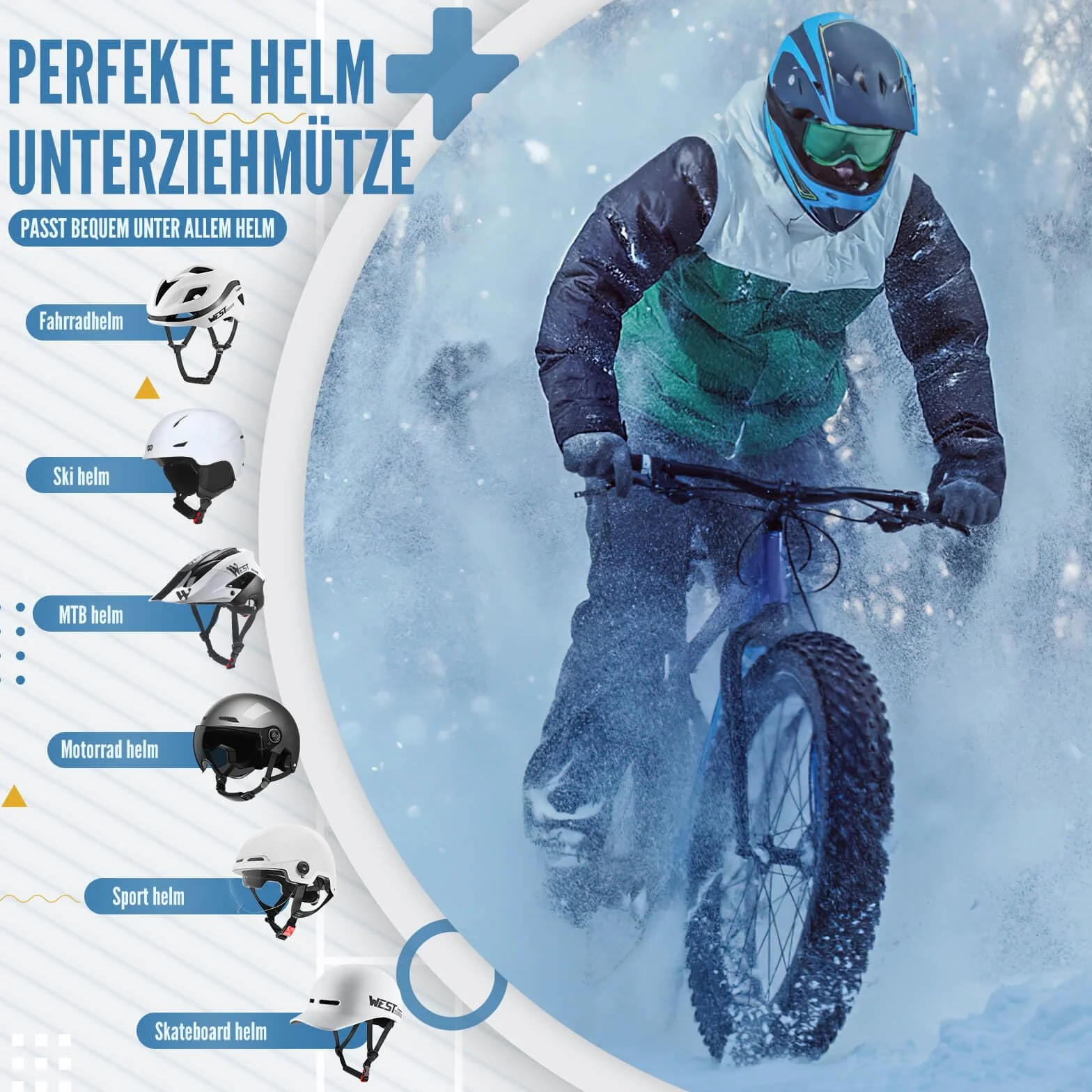 WESTGIRL Czapka rowerowa, czapka pod kask dla mężczyzn i kobiet, ciepła, wiatroszczelna czapka zimowa, czapka sportowa ogrzewacz do biegania, jazdy na rowerze, jazdy na nartach, snowboardzie i motocyklu