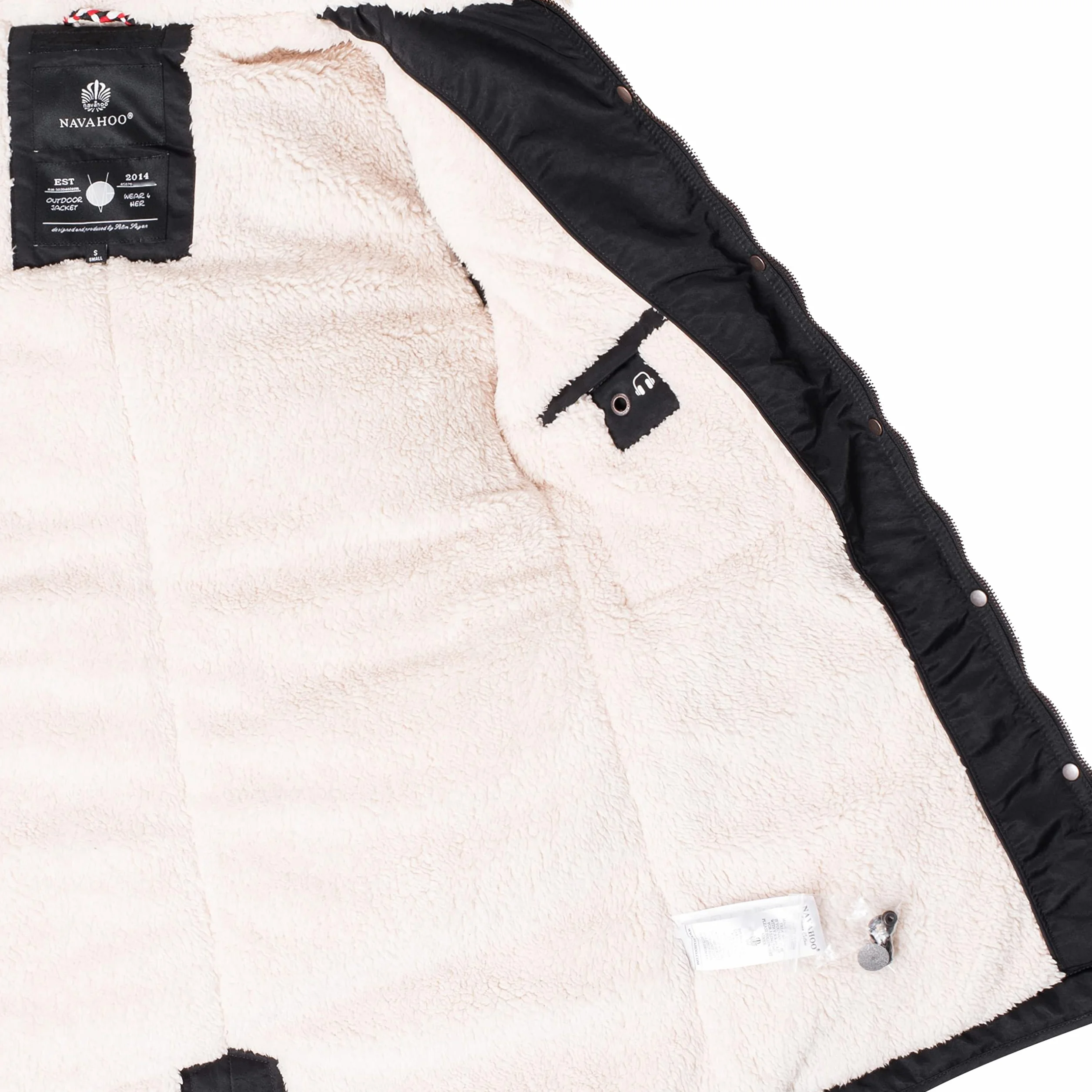 Navahoo Damski płaszcz zimowy, ciepła parka, długi z kapturem, La Viva, XS-3XL
