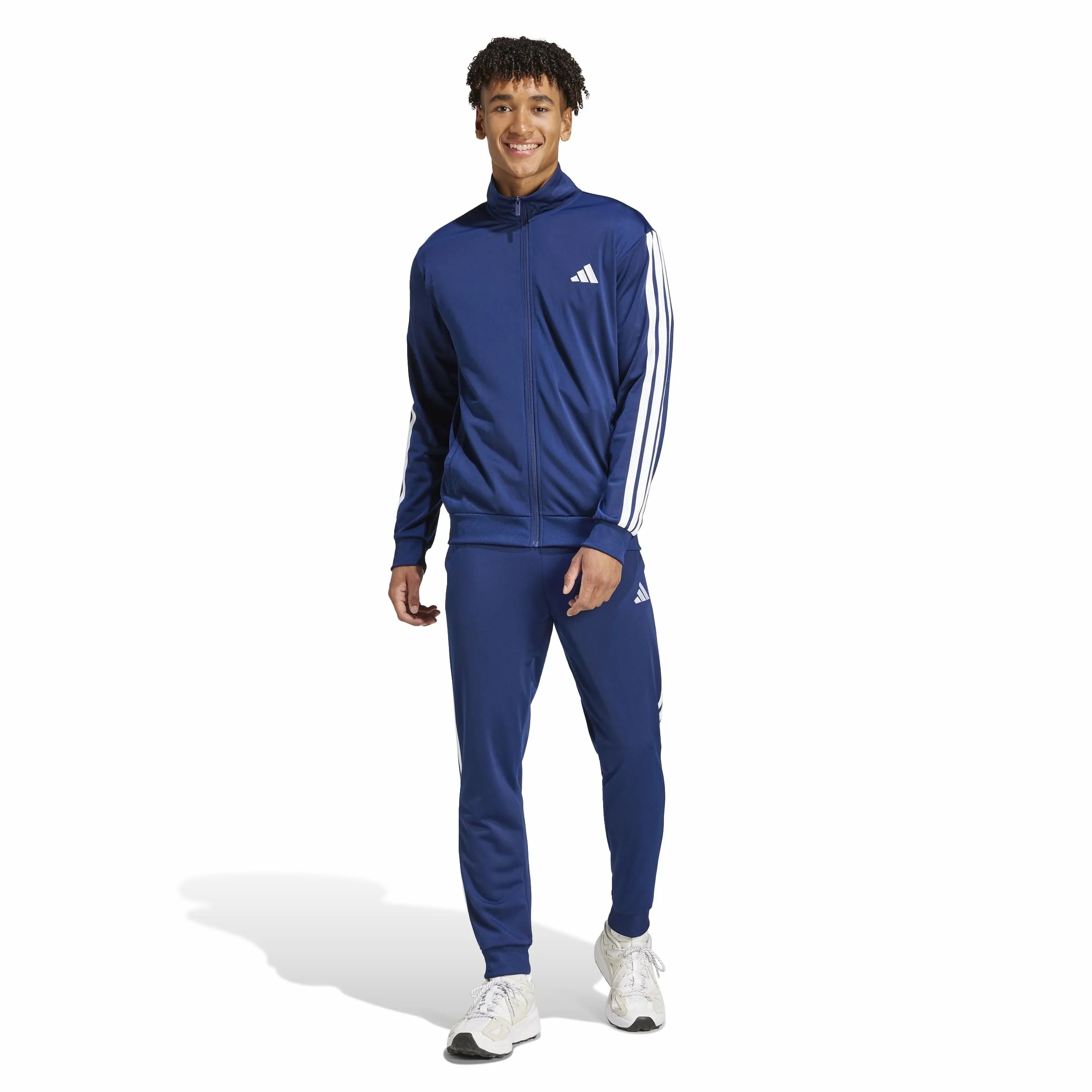 adidas Mężczyźni SPORTSWEAR BASIC 3 STRIPES TRICOT TRACKSUIT, Dark Blue, M